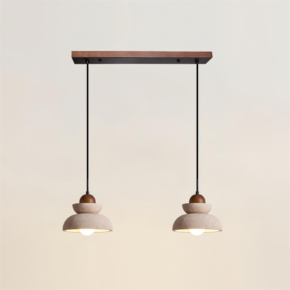 Pendant Lamp Travertine Shade Wood Modern Nordic Beige Walnut - Letslighting