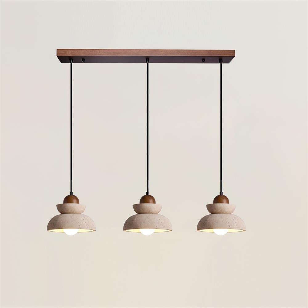 Pendant Lamp Travertine Shade Wood Modern Nordic Beige Walnut - Letslighting
