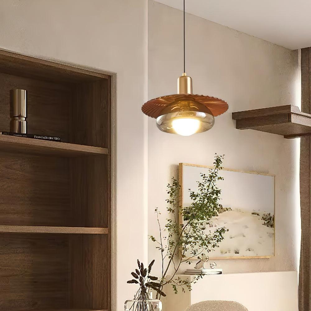 Elysor Pendelleuchte Messing Strukturierter Glaskugel-Letslighting