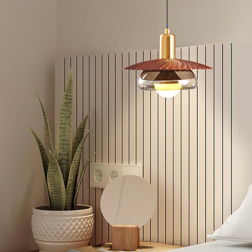 Elysor Pendelleuchte Messing Strukturierter Glaskugel-Letslighting
