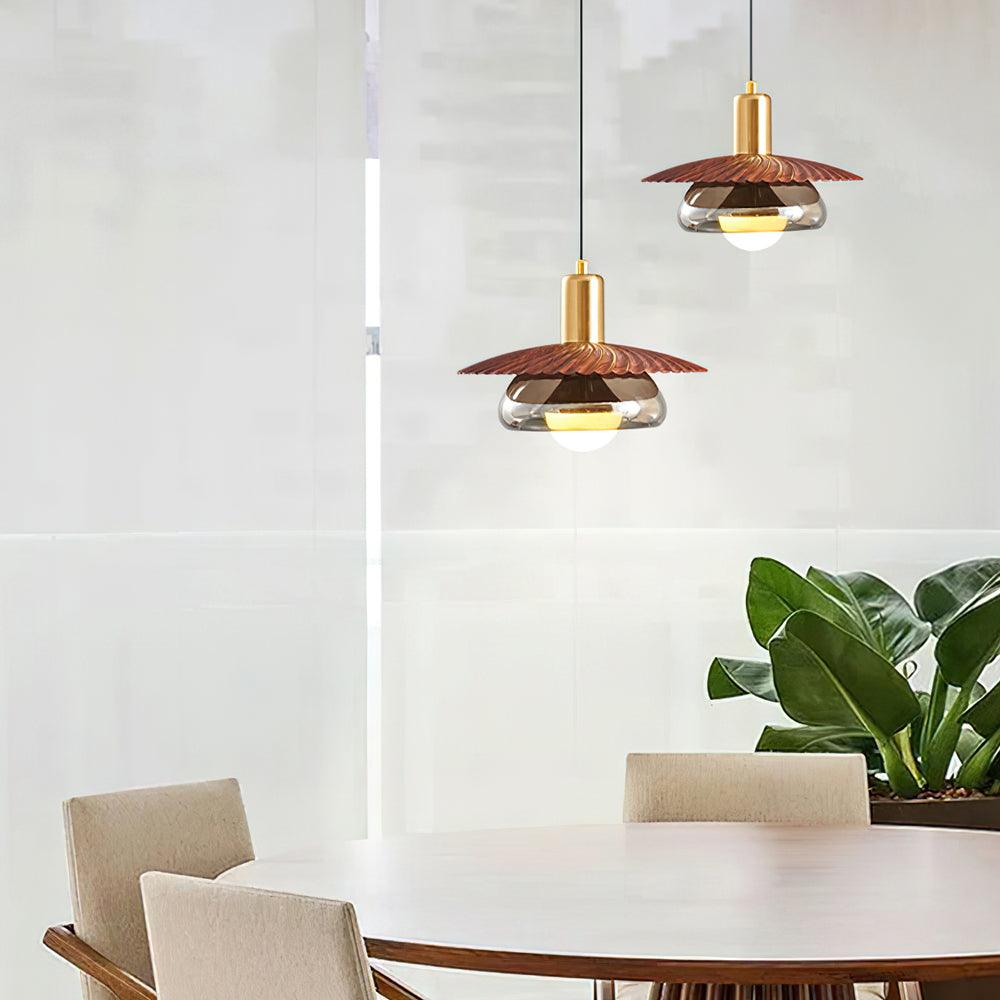 Elysor Pendelleuchte Messing Strukturierter Glaskugel-Letslighting