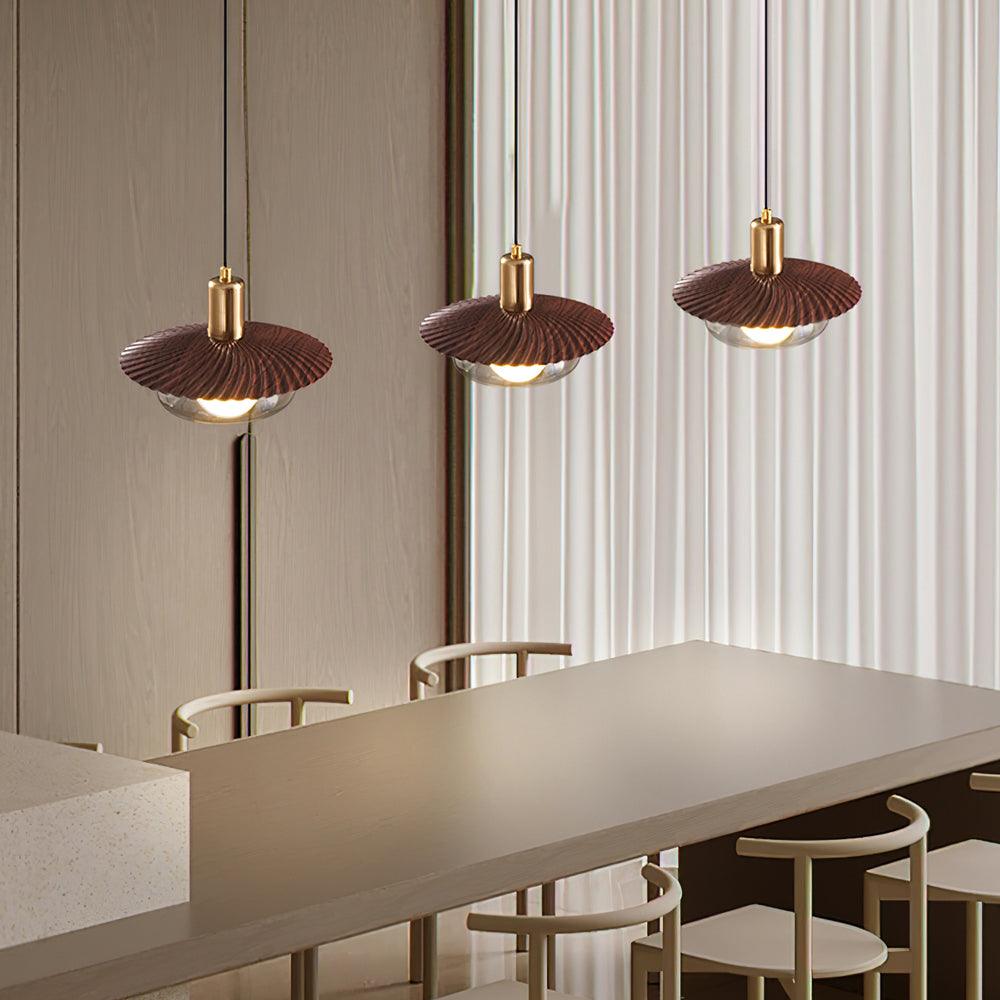 Elysor Pendelleuchte Messing Strukturierter Glaskugel-Letslighting