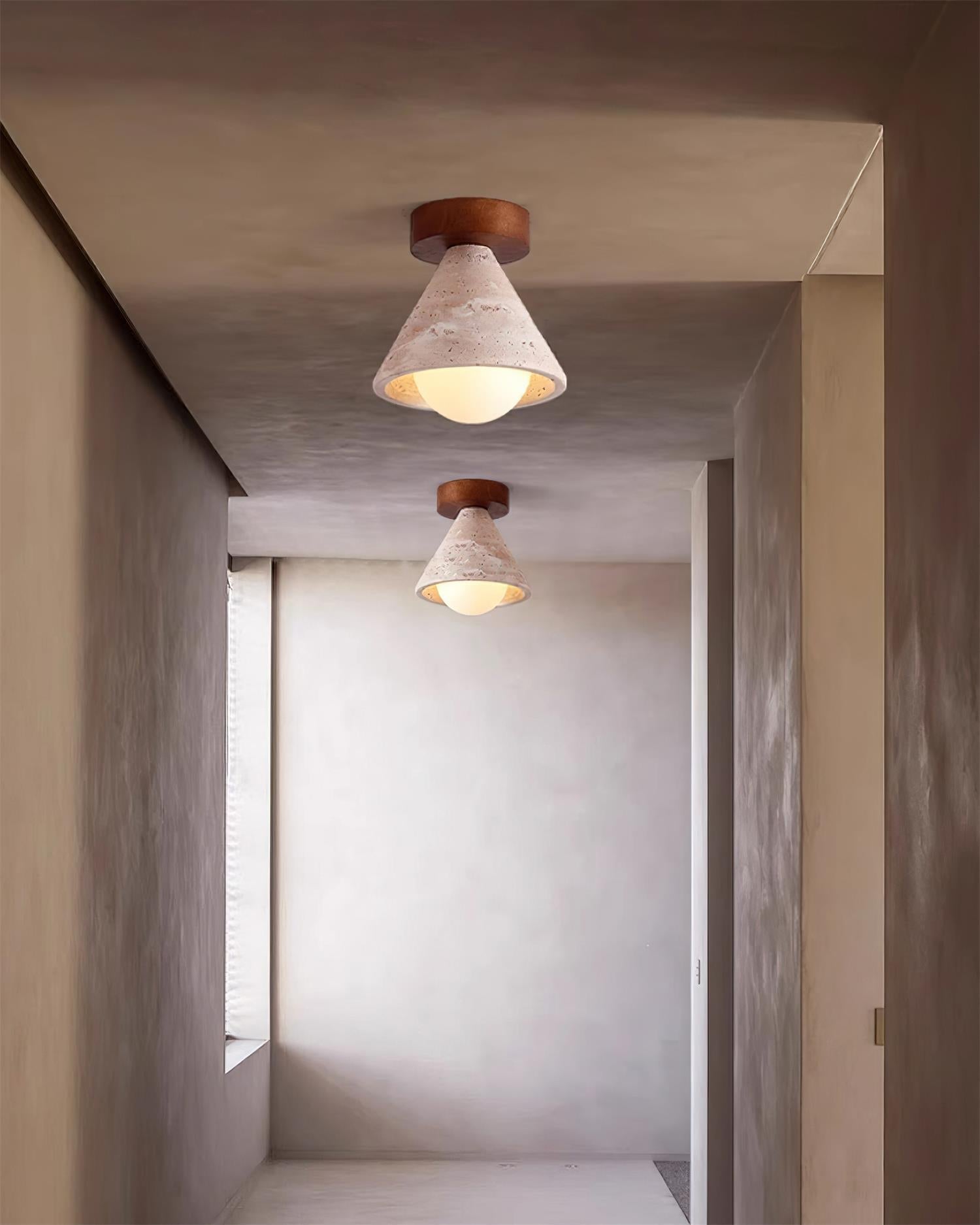 Hudon Travertine Cone Flush Mount Ceiling Light - Letslighting