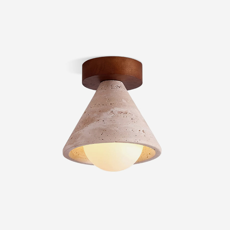 Hudon Travertine Cone Flush Mount Ceiling Light - Letslighting