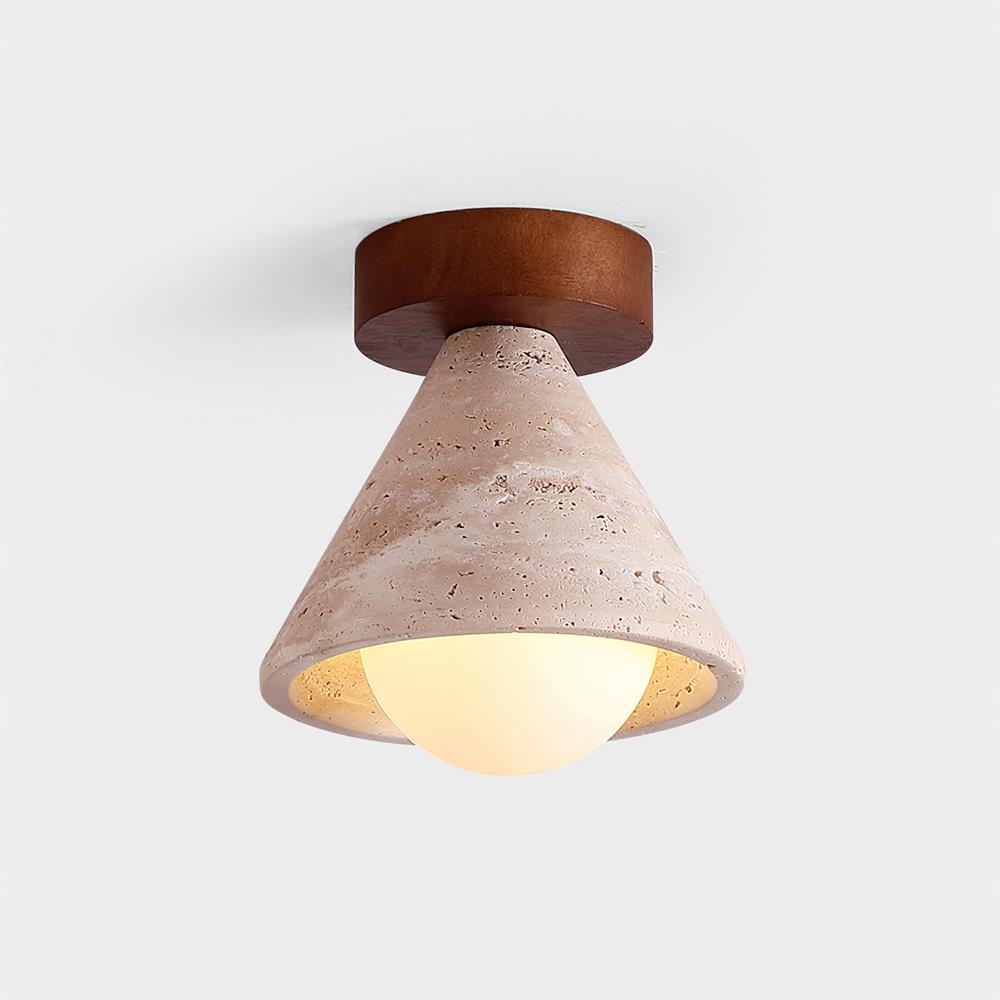 Hudon Travertine Cone Flush Mount Ceiling Light - Letslighting