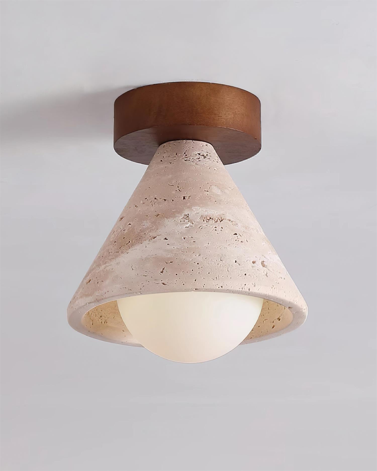 Hudon Travertine Cone Flush Mount Ceiling Light - Letslighting