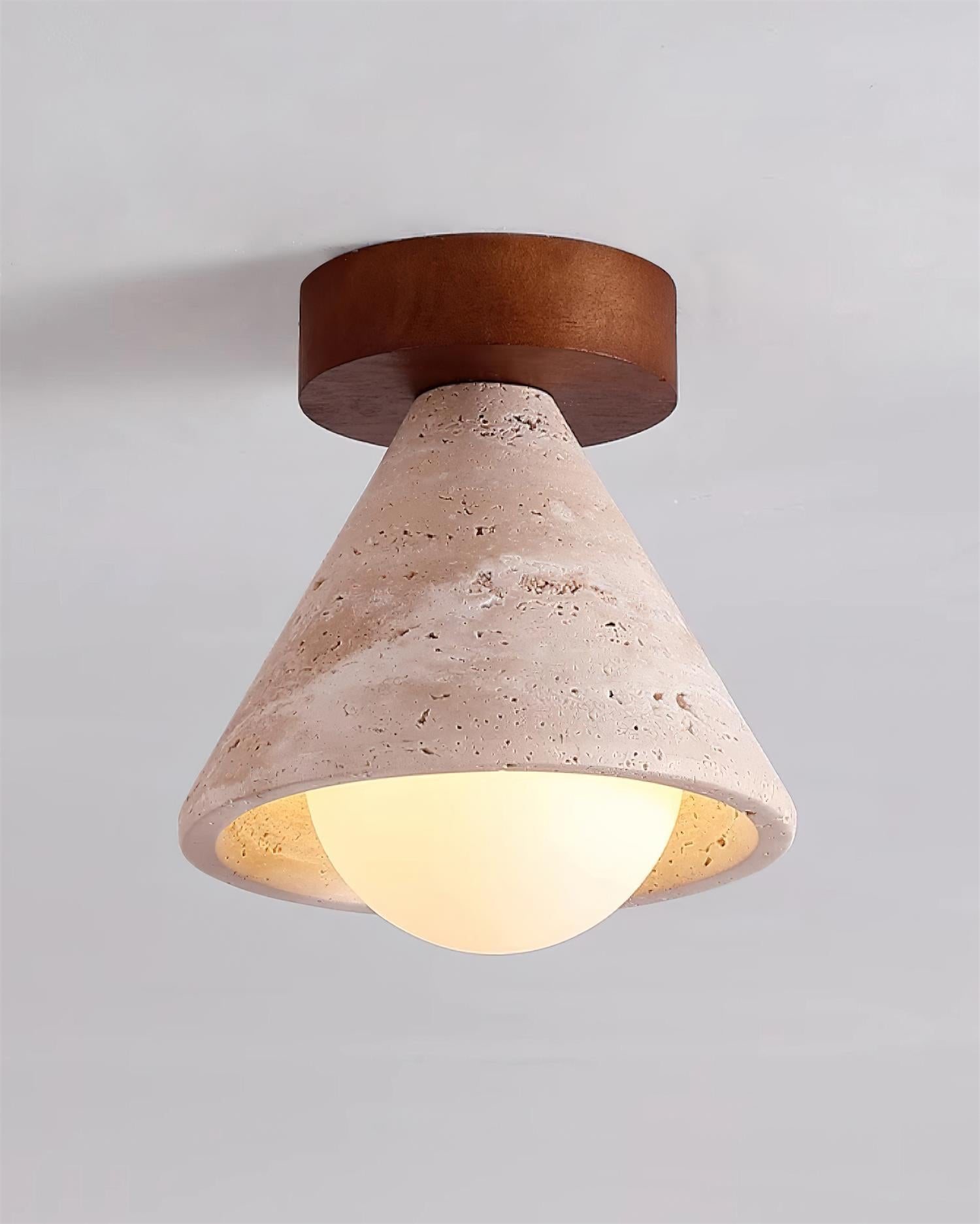 Hudon Travertine Cone Flush Mount Ceiling Light - Letslighting