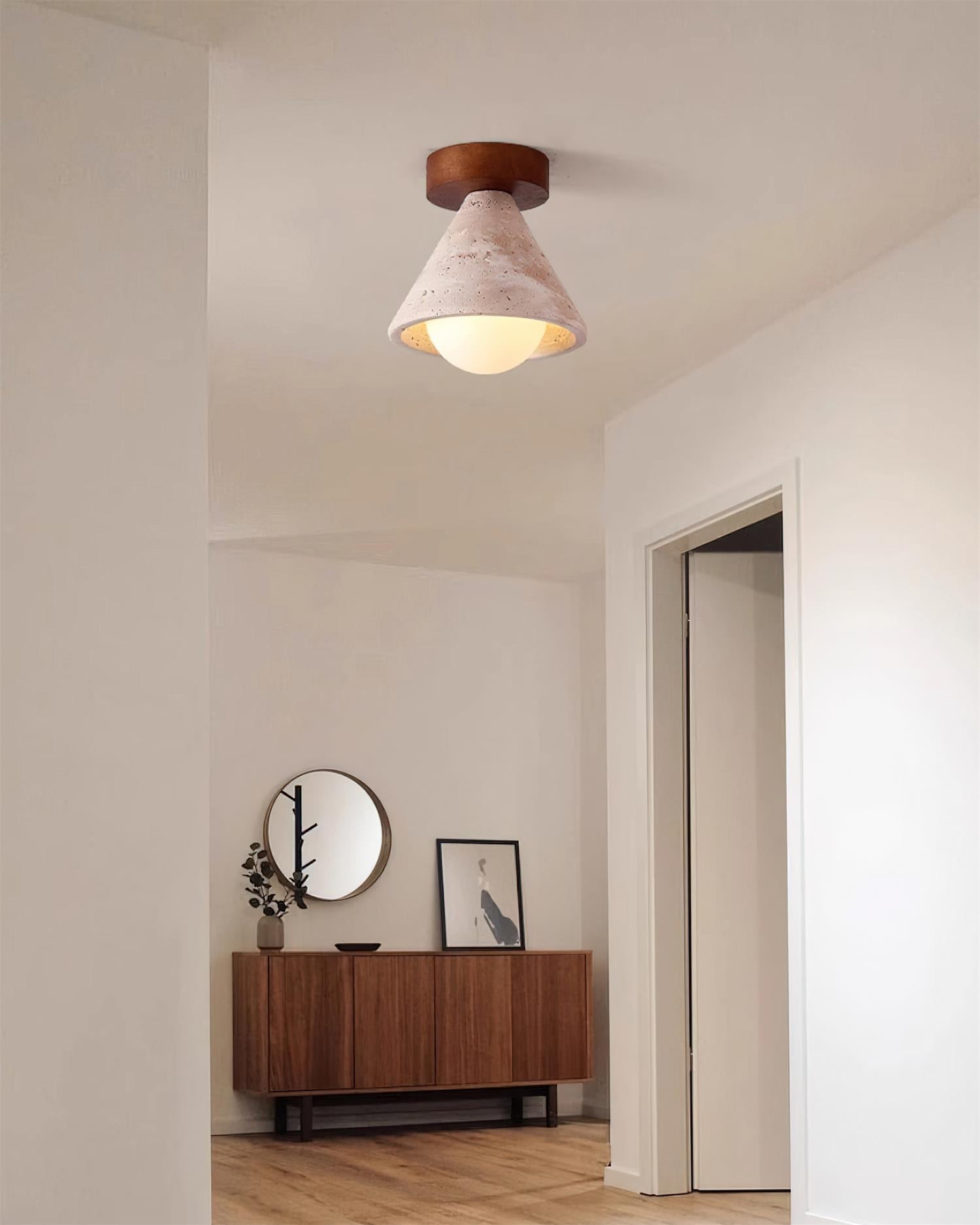 Hudon Travertine Cone Flush Mount Ceiling Light - Letslighting