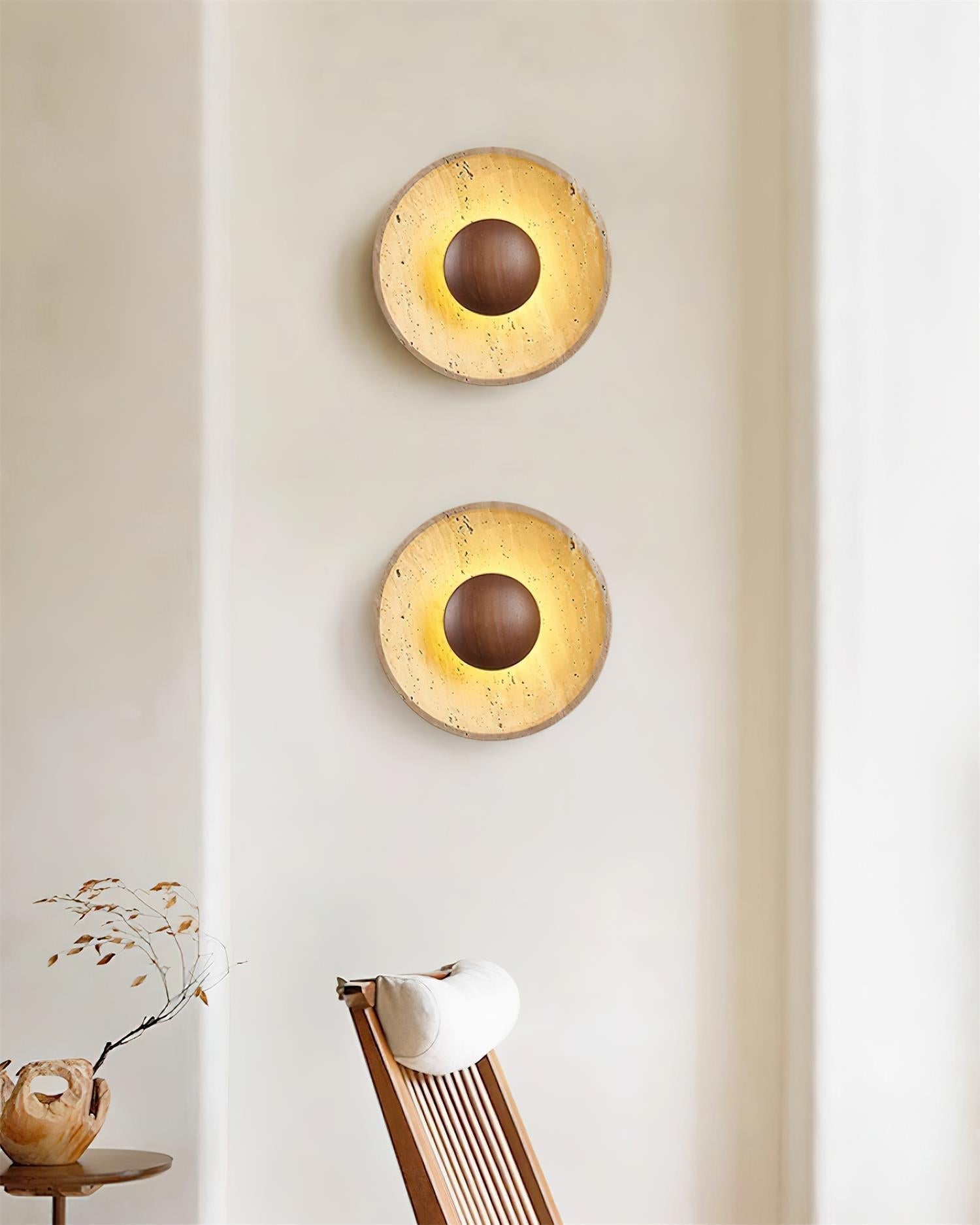 Gionne Wood & Travertine Wall Lamp - Letslighting