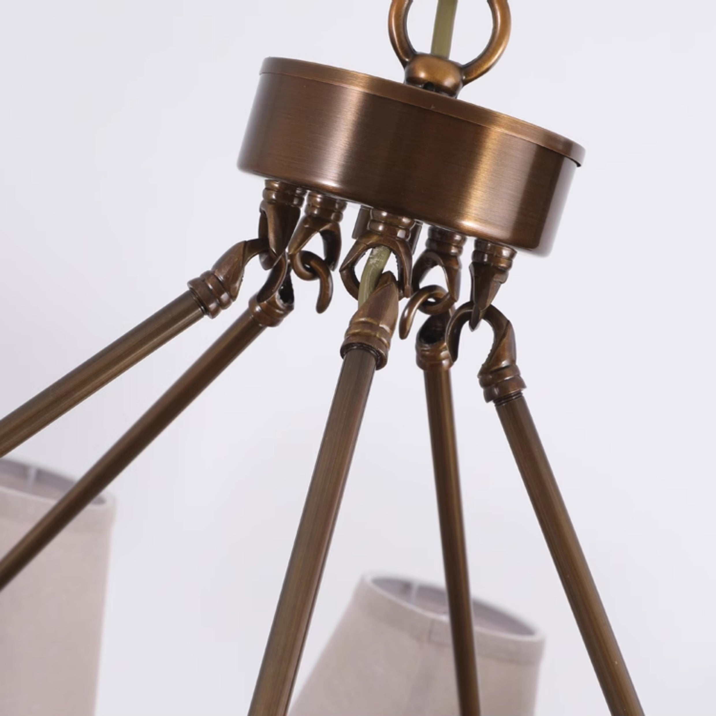 Erveliel Vintage Luxus Messing-Stoff-Kronleuchter-Letslighting