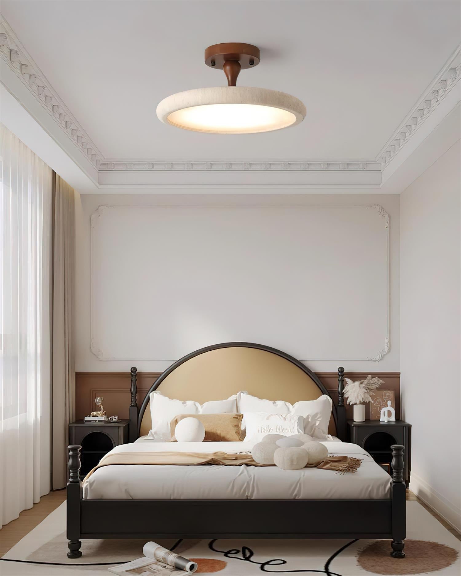 Dovai Travertine Semi Flush Ceiling Light - Letslighting
