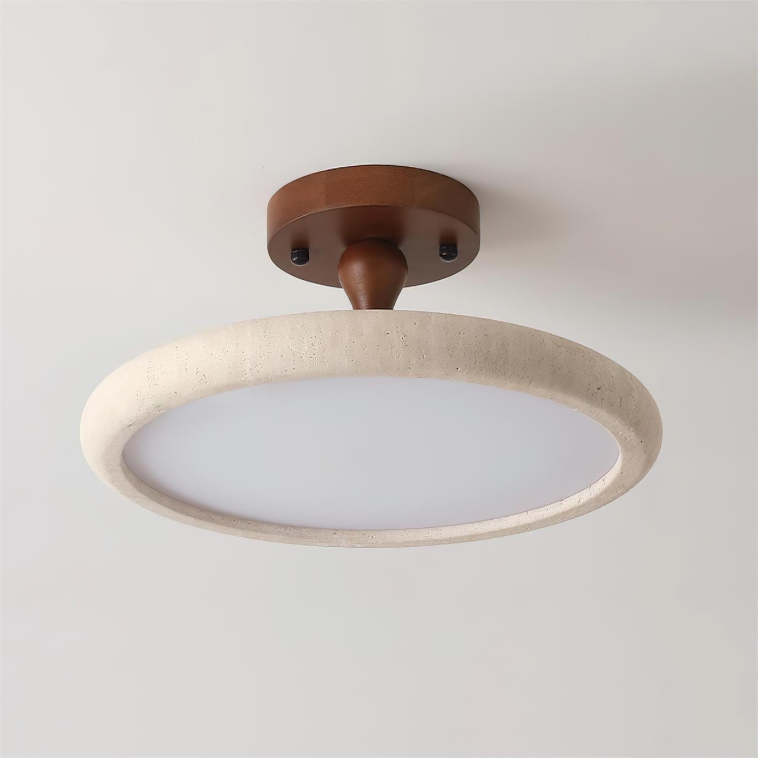 Dovai Travertine Semi Flush Ceiling Light - Letslighting