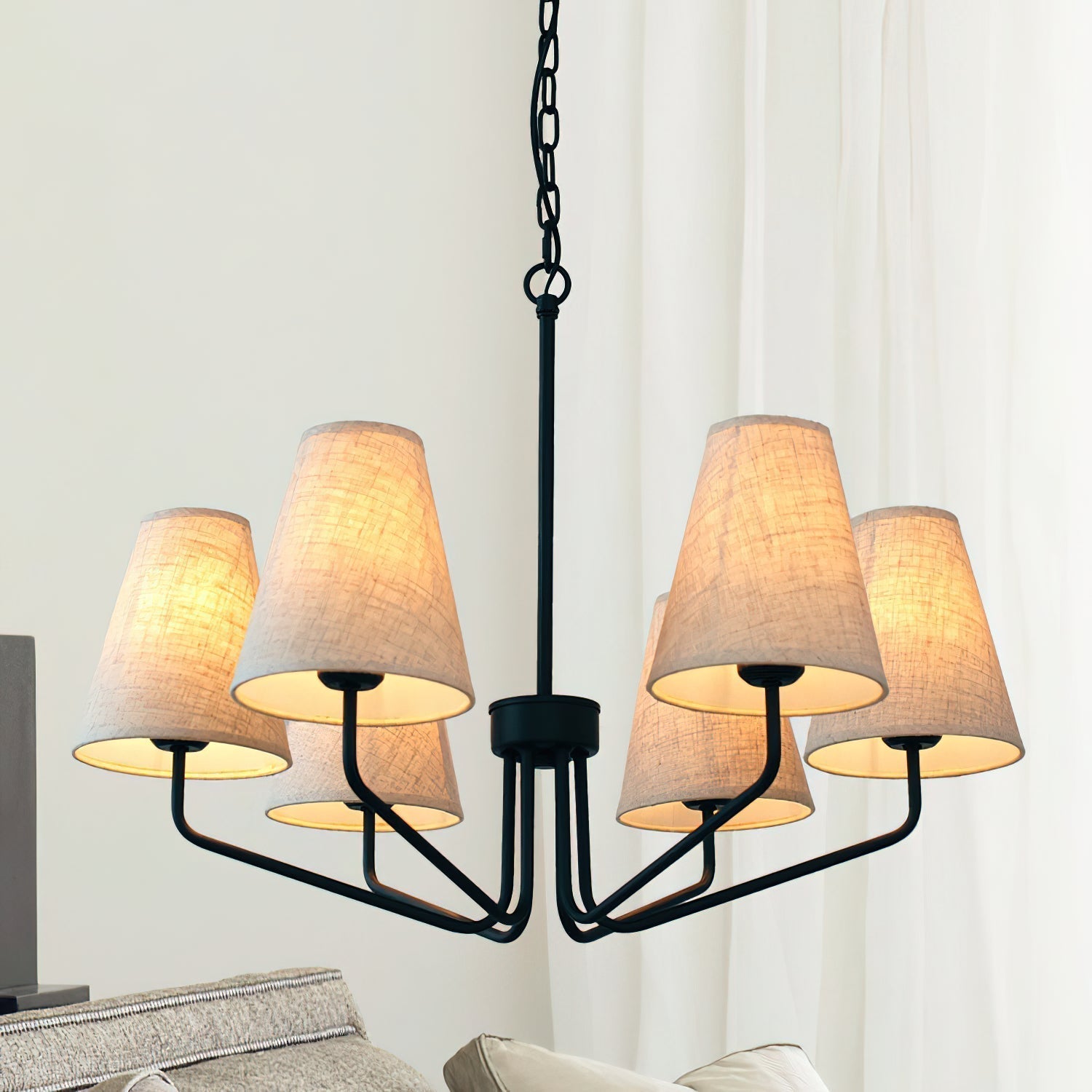 Aurdoreth Vintage Industrieller Messing Stoff-Kronleuchter-Letslighting