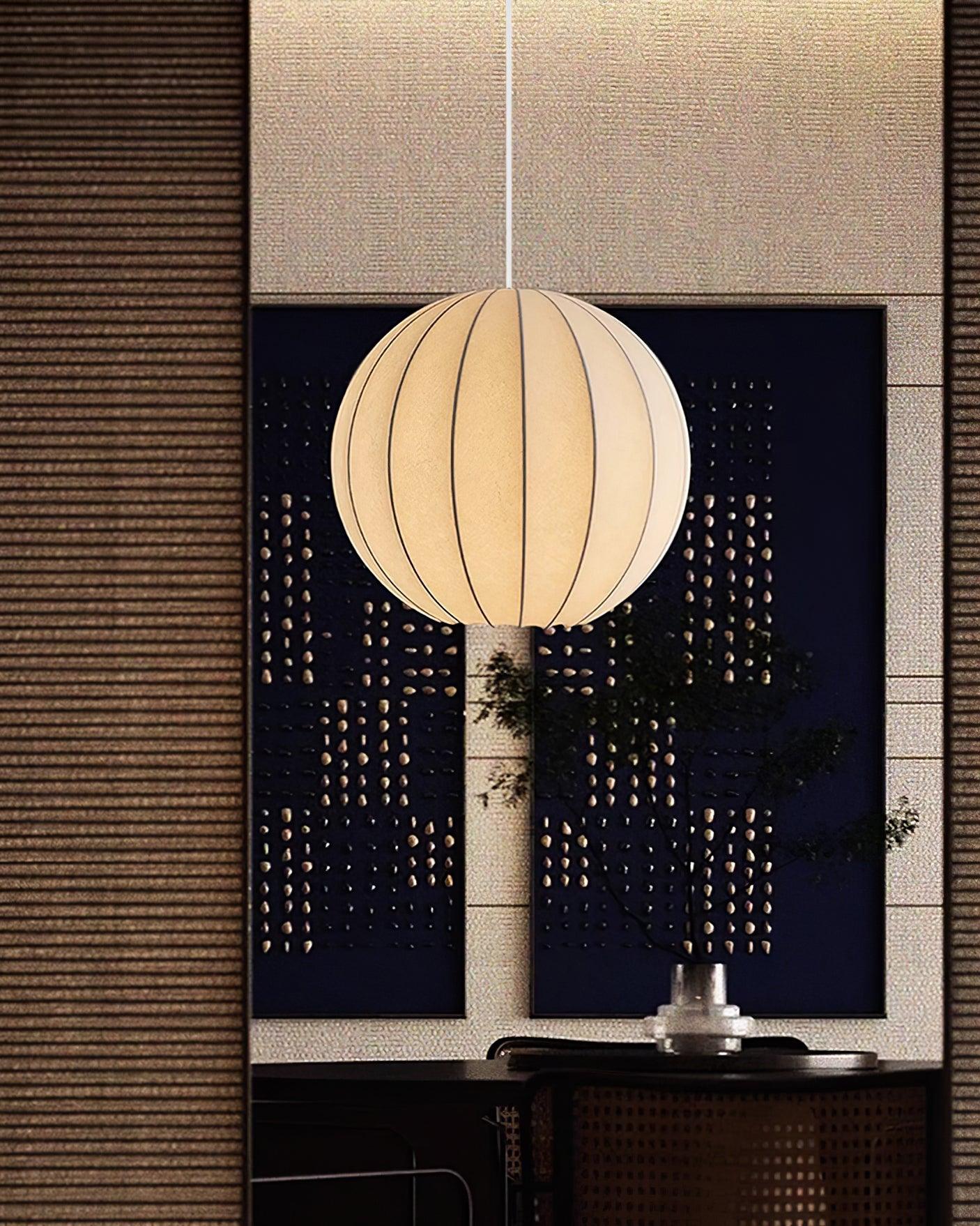 Pendelleuchte Seide Gerippte Kugel Modern-Letslighting