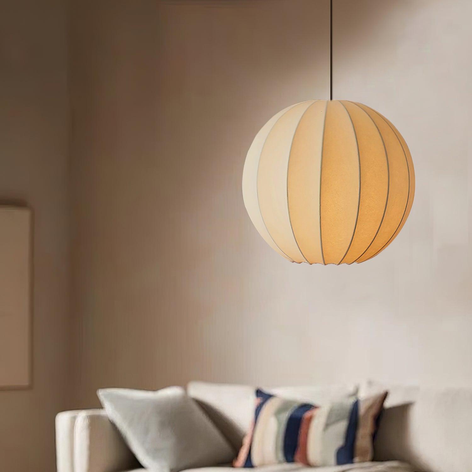 Pendelleuchte Seide Gerippte Kugel Modern-Letslighting