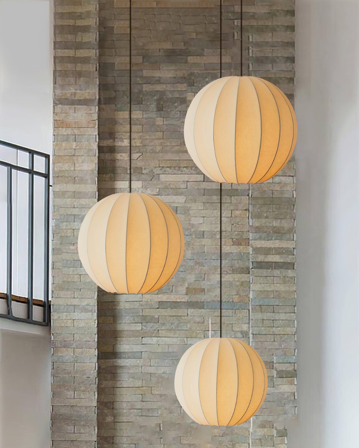 Pendelleuchte Seide Gerippte Kugel Modern-Letslighting