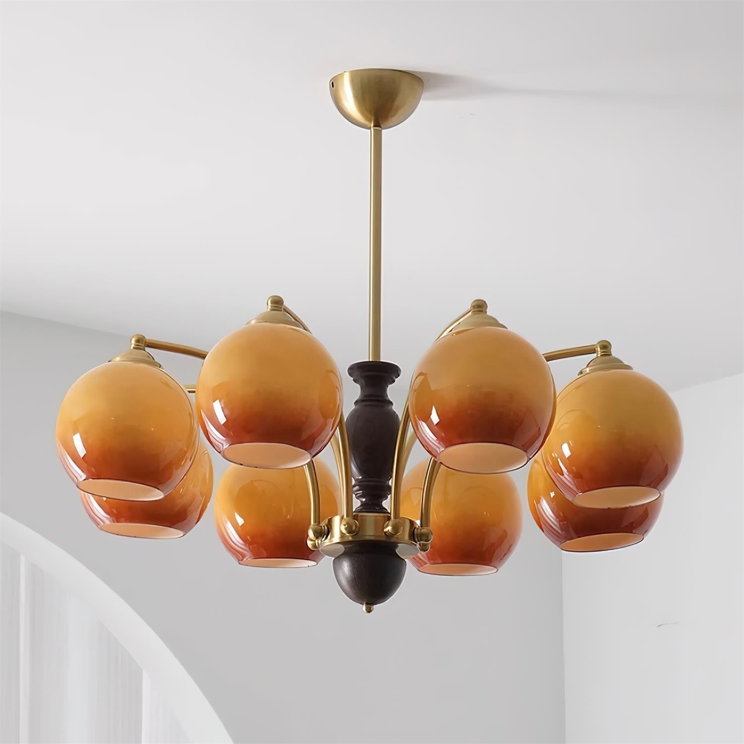 Kronleuchter Glas Schirme Metall Rahmen Holz Akzente Mid-Century Ruhig-Letslighting