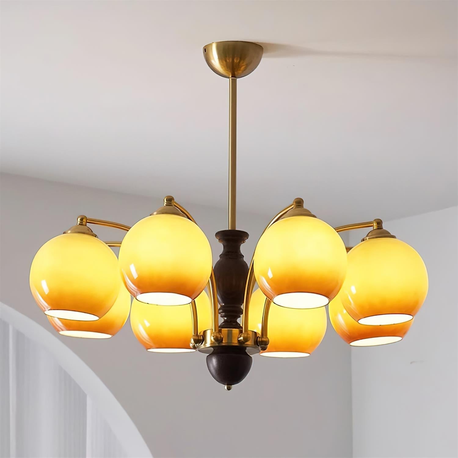 Kronleuchter Glas Schirme Metall Rahmen Holz Akzente Mid-Century Ruhig-Letslighting