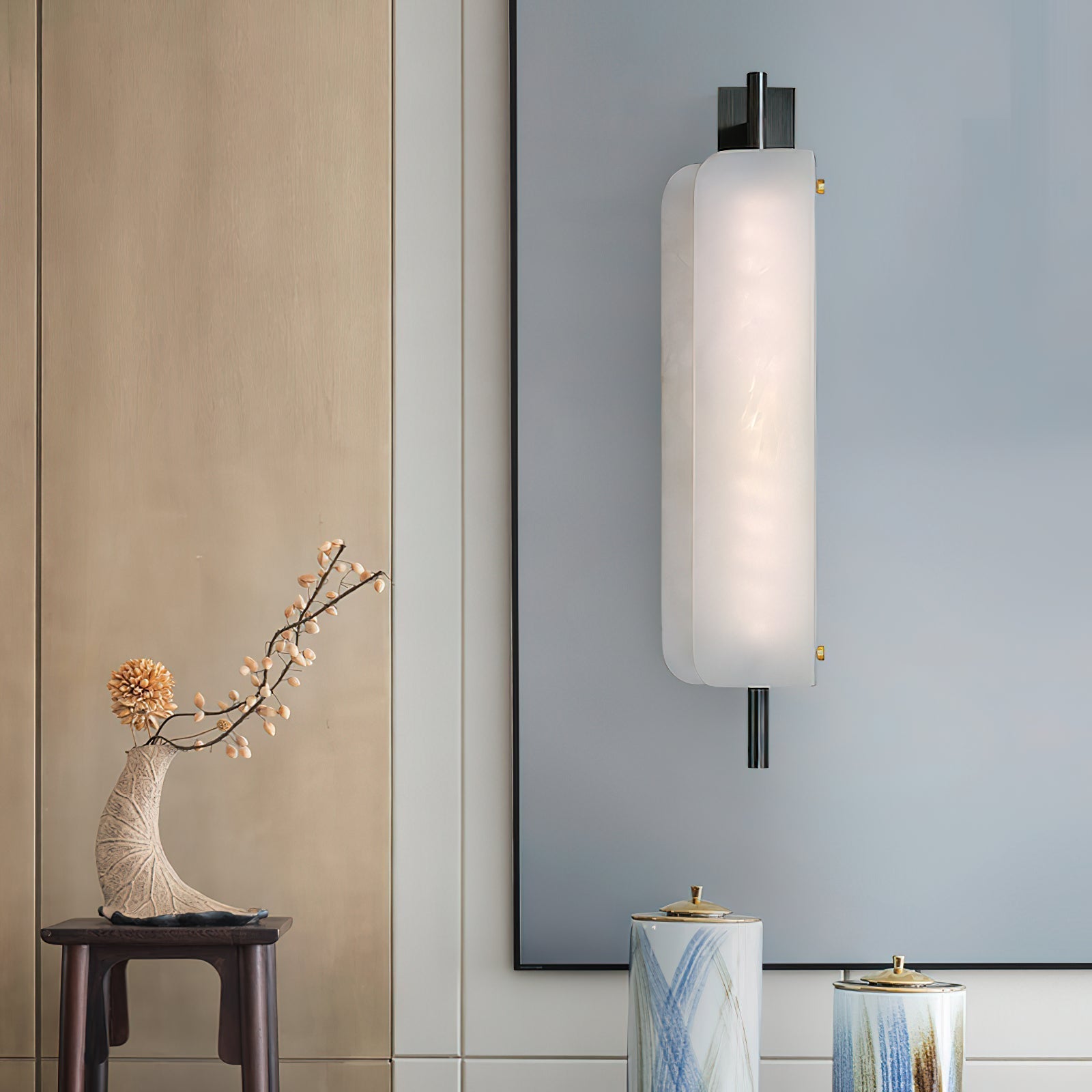 Cenore Modern Minimalist White Alabaster Wall Lamp - Letslighting