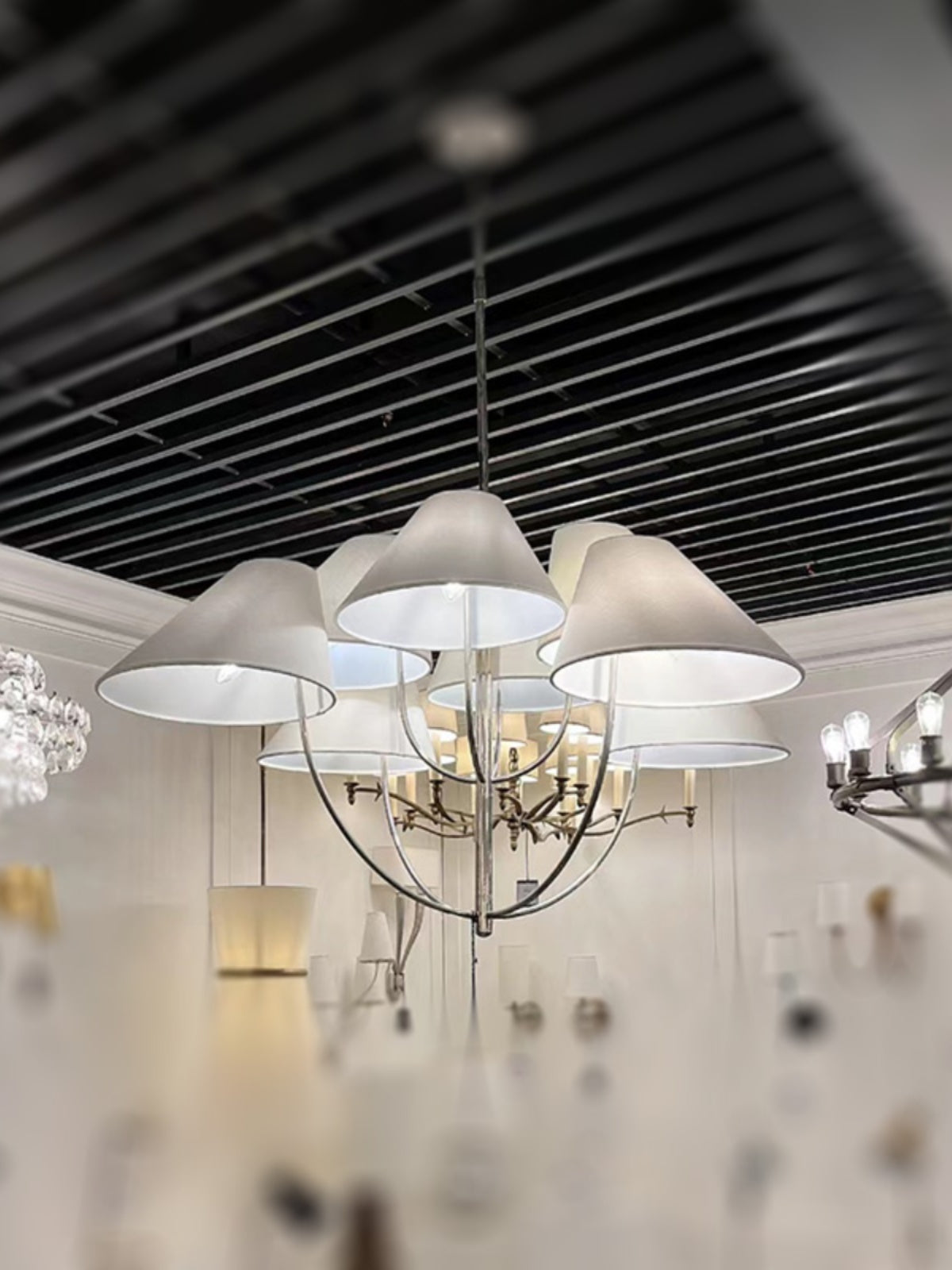 Armira Vintage Industrieller Messing Stoff-Kronleuchter-Letslighting