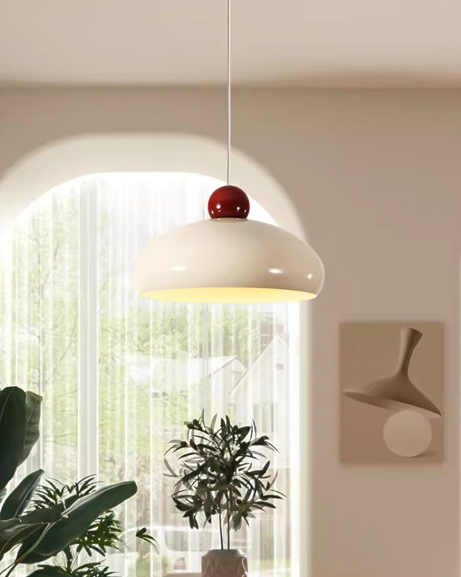 Pendelleuchte Kuppelschirm Metall Rot Retro-Letslighting