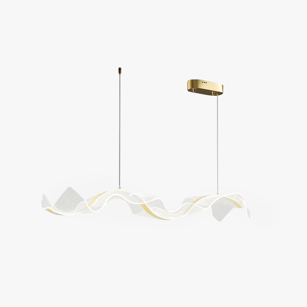 Kristy Pendelleuchte Designer Wave Acrylic, Weiß/Gold, Esszimmer
