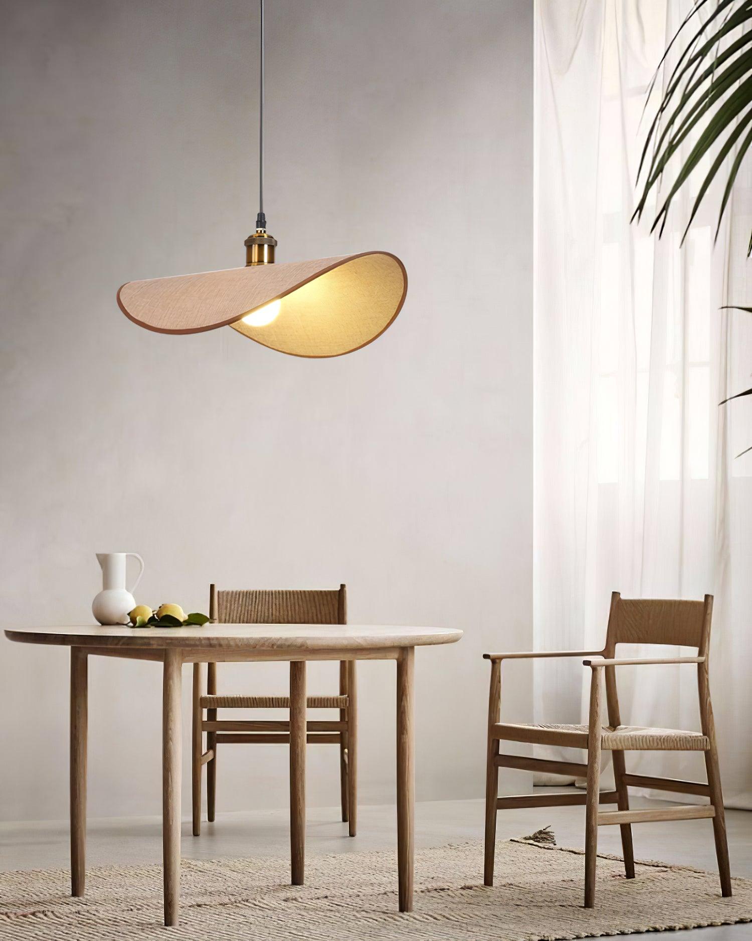 Pendant Lamp Linen Fabric Shade Wood - Letslighting