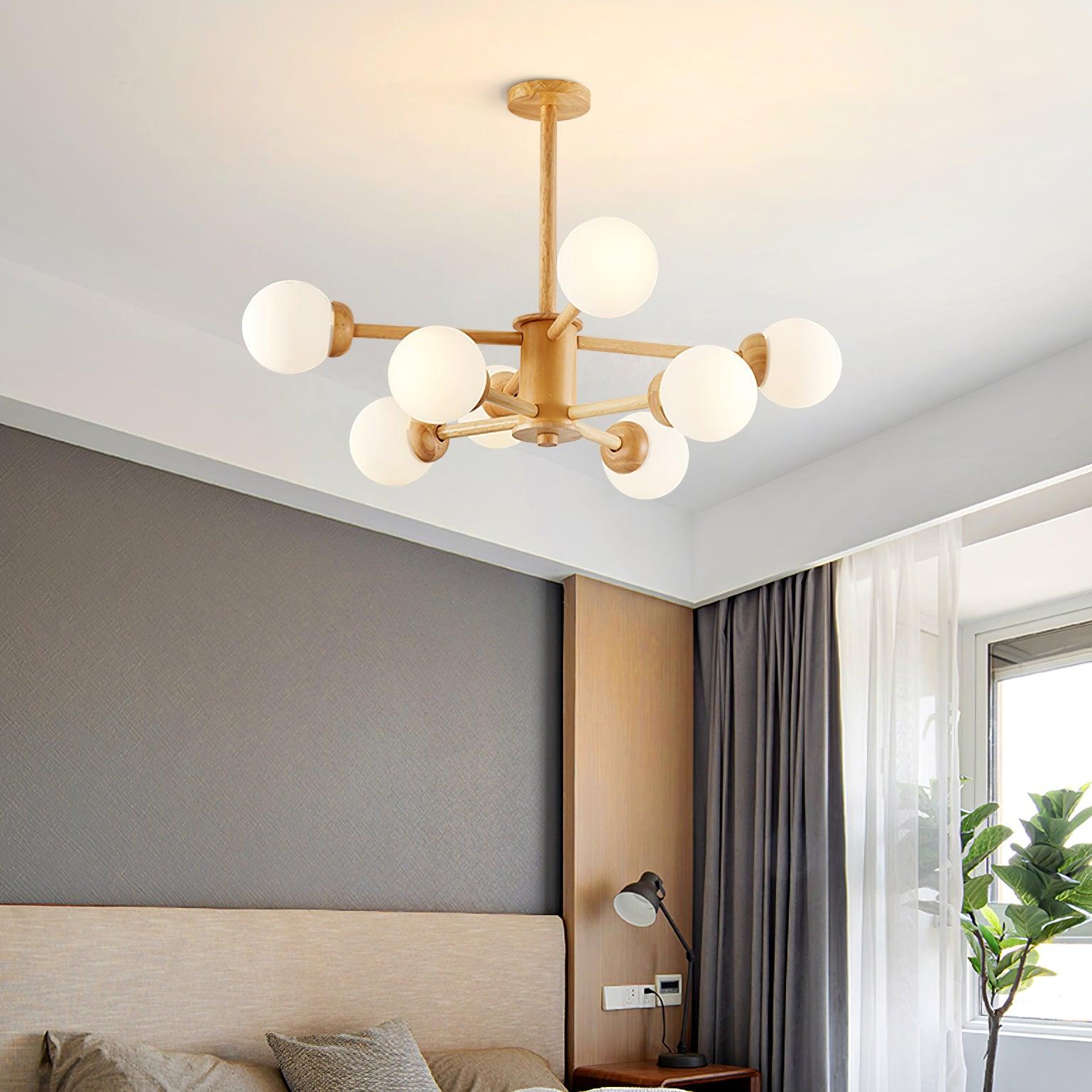 Lustra Kronleuchter Holz Globus Minimalistisch Natürlich-Letslighting