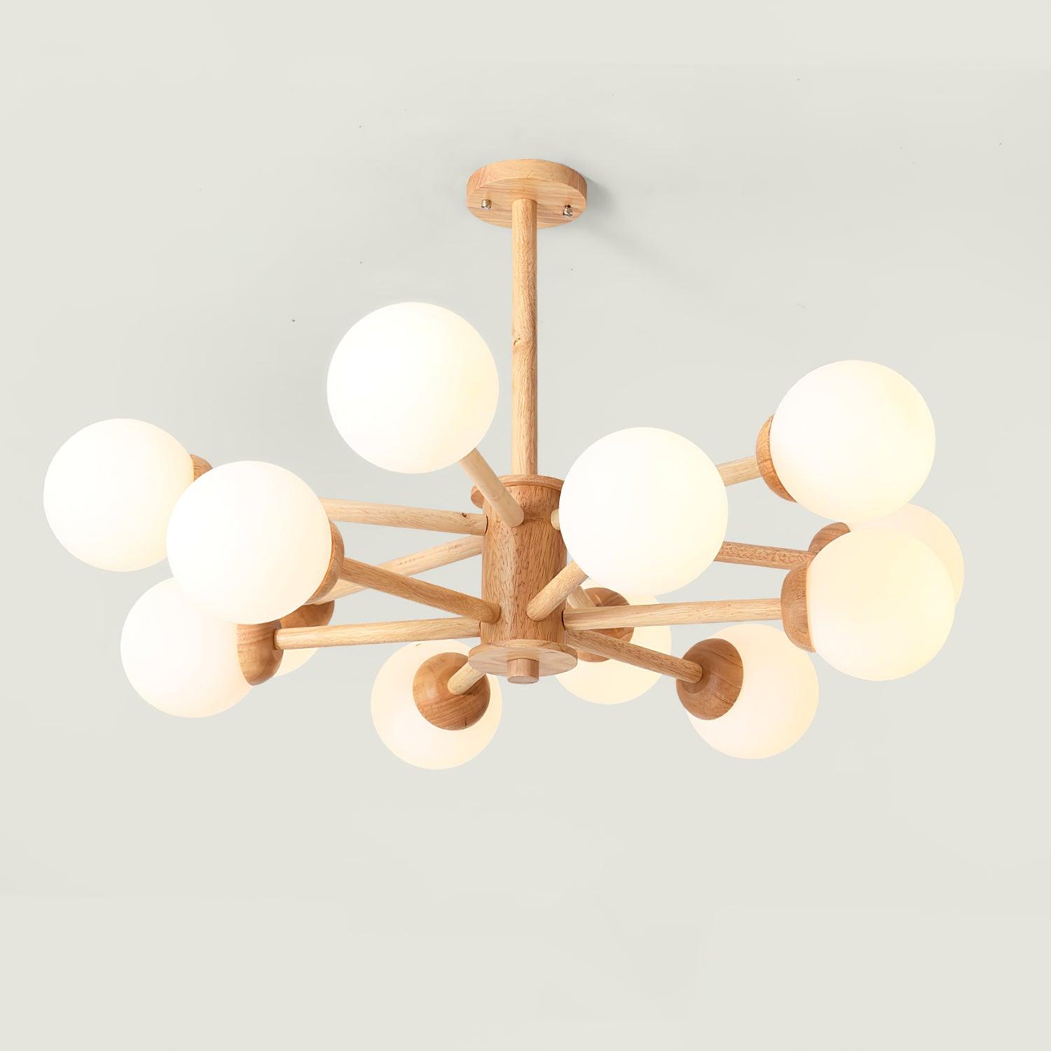 Lustra Kronleuchter Holz Globus Minimalistisch Natürlich-Letslighting