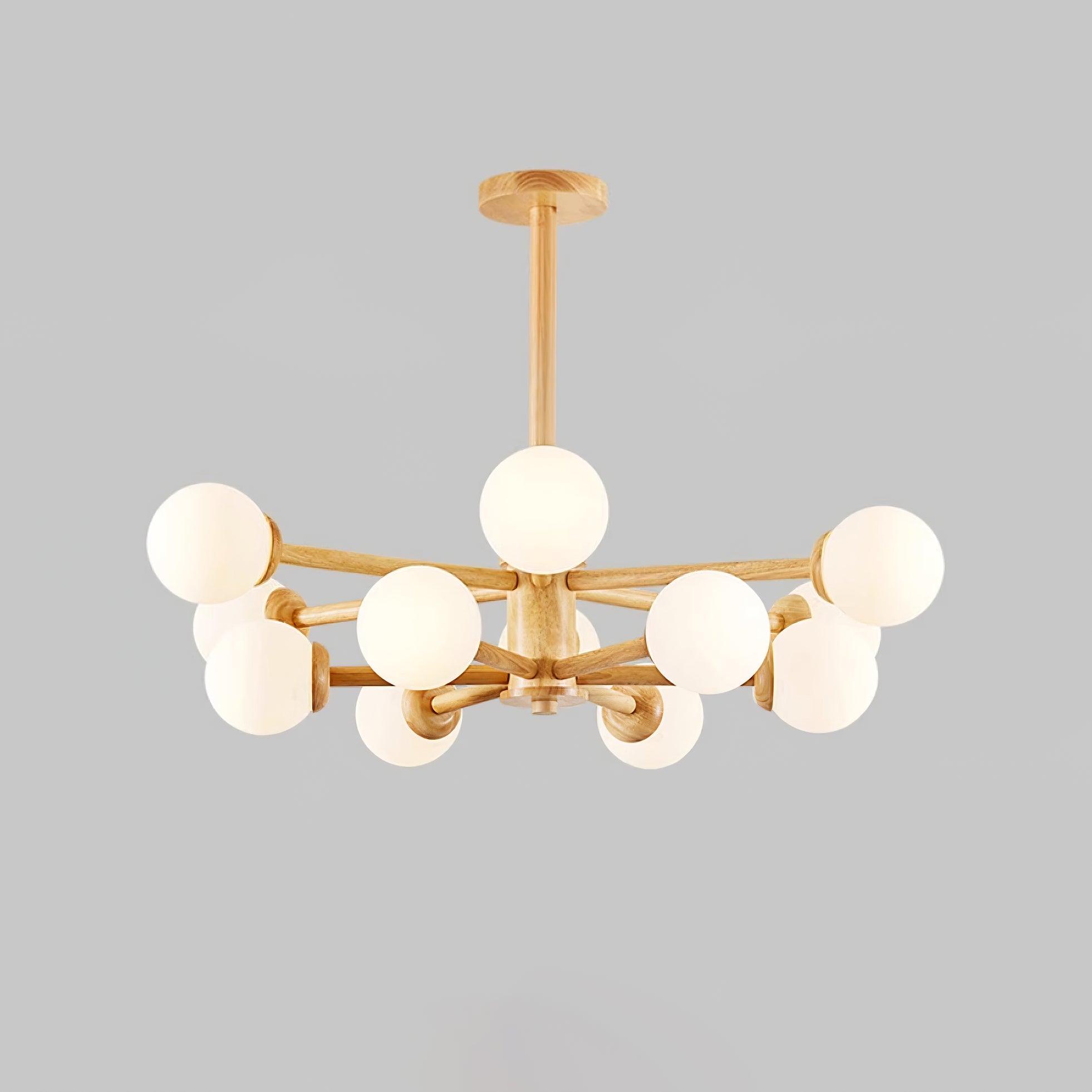 Lustra Kronleuchter Holz Globus Minimalistisch Natürlich-Letslighting
