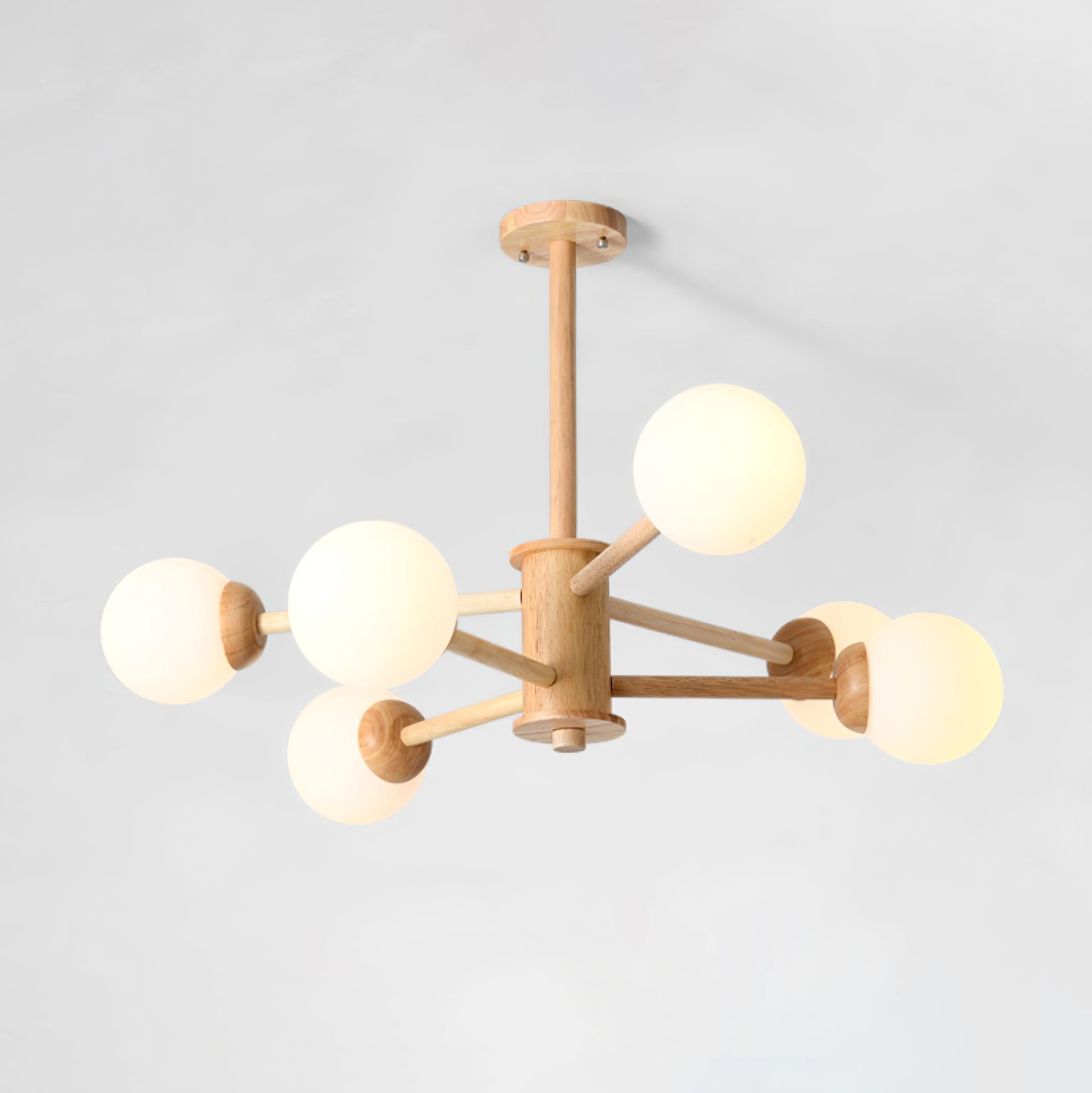 Lustra Kronleuchter Holz Globus Minimalistisch Natürlich-Letslighting