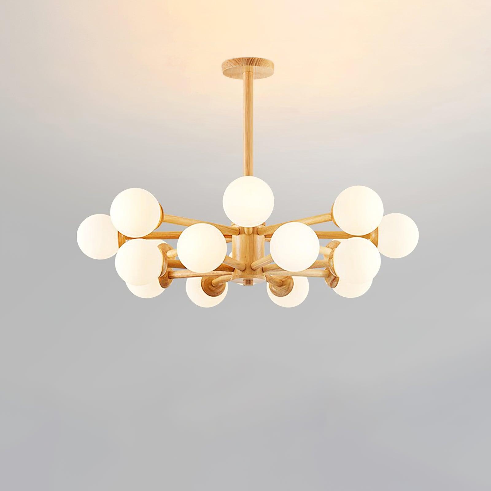 Lustra Kronleuchter Holz Globus Minimalistisch Natürlich-Letslighting
