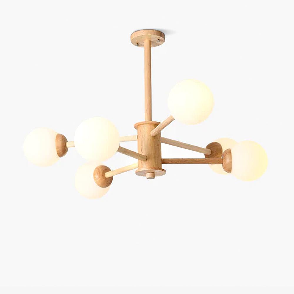 Lustra Kronleuchter Holz Globus Minimalistisch Natürlich-Letslighting
