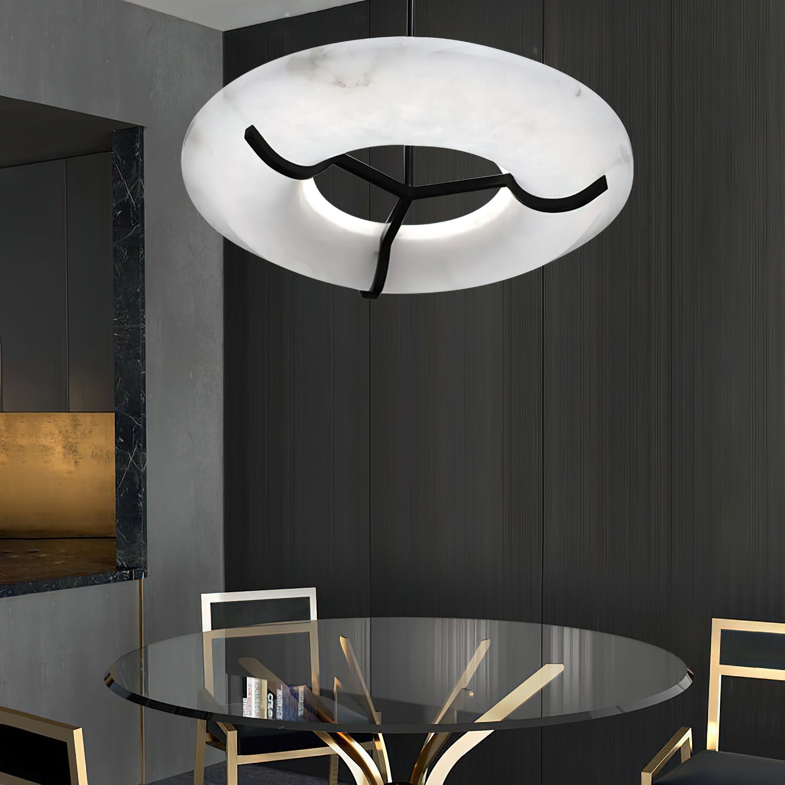 Eldorora Modern Minimalist Brass Alabaster Chandelier - Letslighting