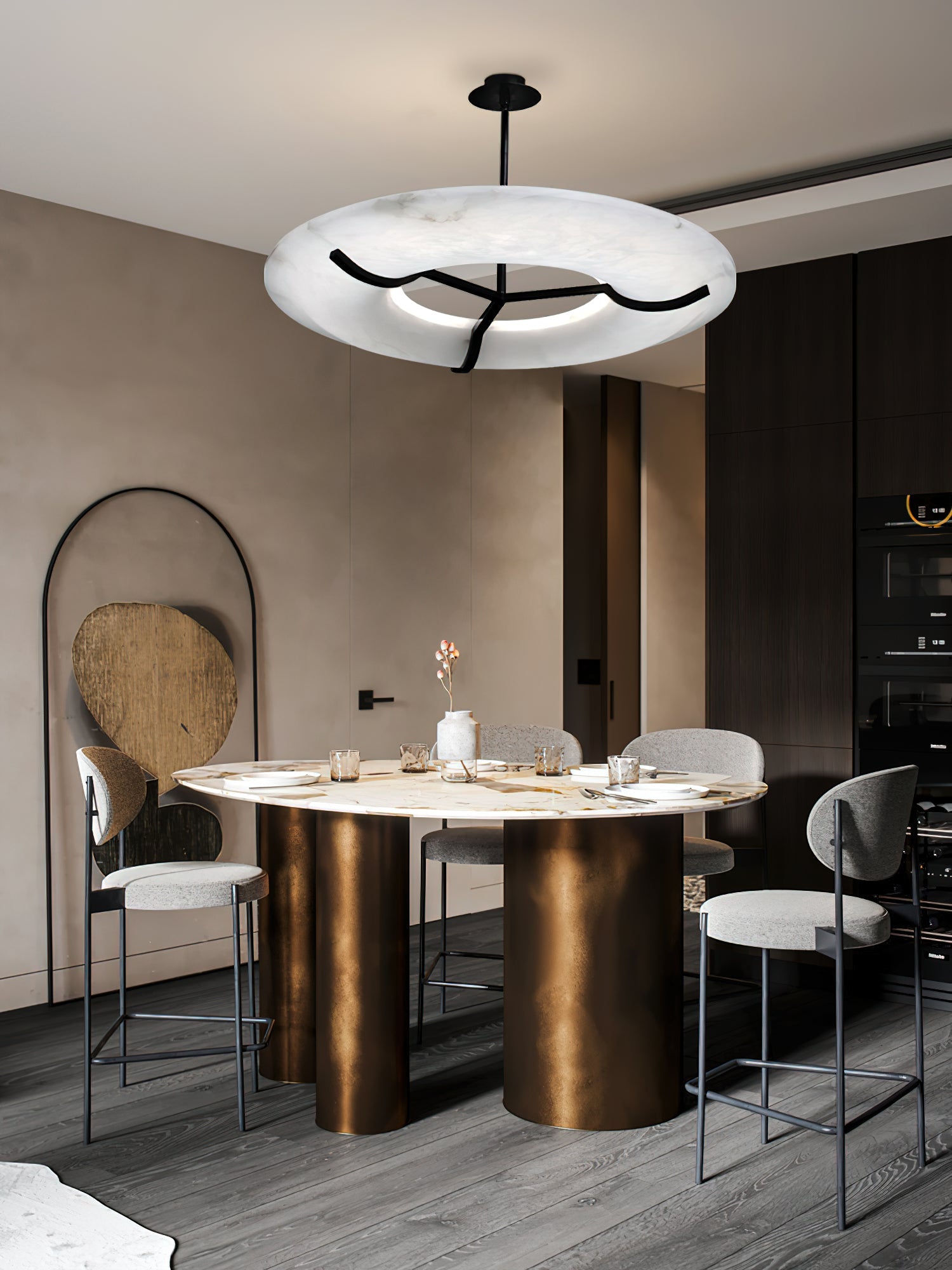 Eldorora Modern Minimalist Brass Alabaster Chandelier - Letslighting
