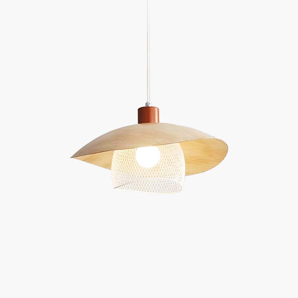 Arisha Modern LED Pendelleuchte Beige Grün Holz Metall Wohnzimmer