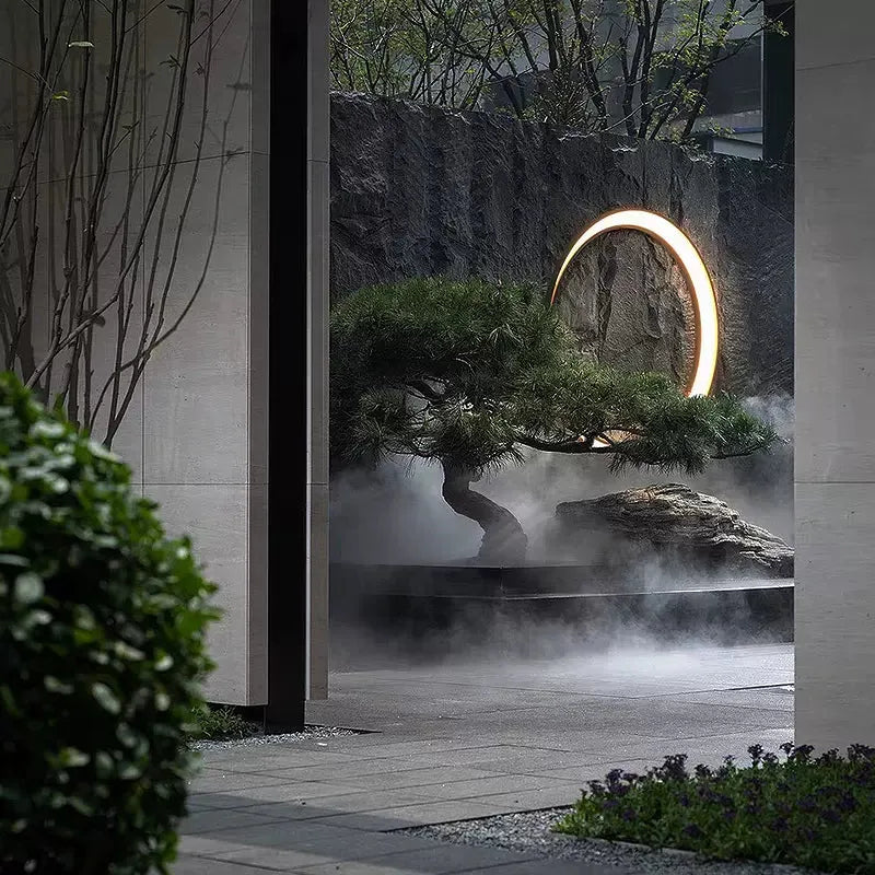 Ray Modern Ring Wasserdichte Wandleuchte Schwarz-Weiß Garten/Außenbereich