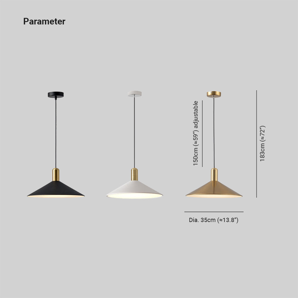 Aria Nodic  Pendelleuchte Kegel Schwarz/Gold/Weiß Esstisch