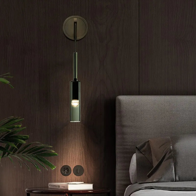 Arisha Modern LED Wandleuchte Schwarz Schlafzimmer/Bad Glas Metall-Letslighting