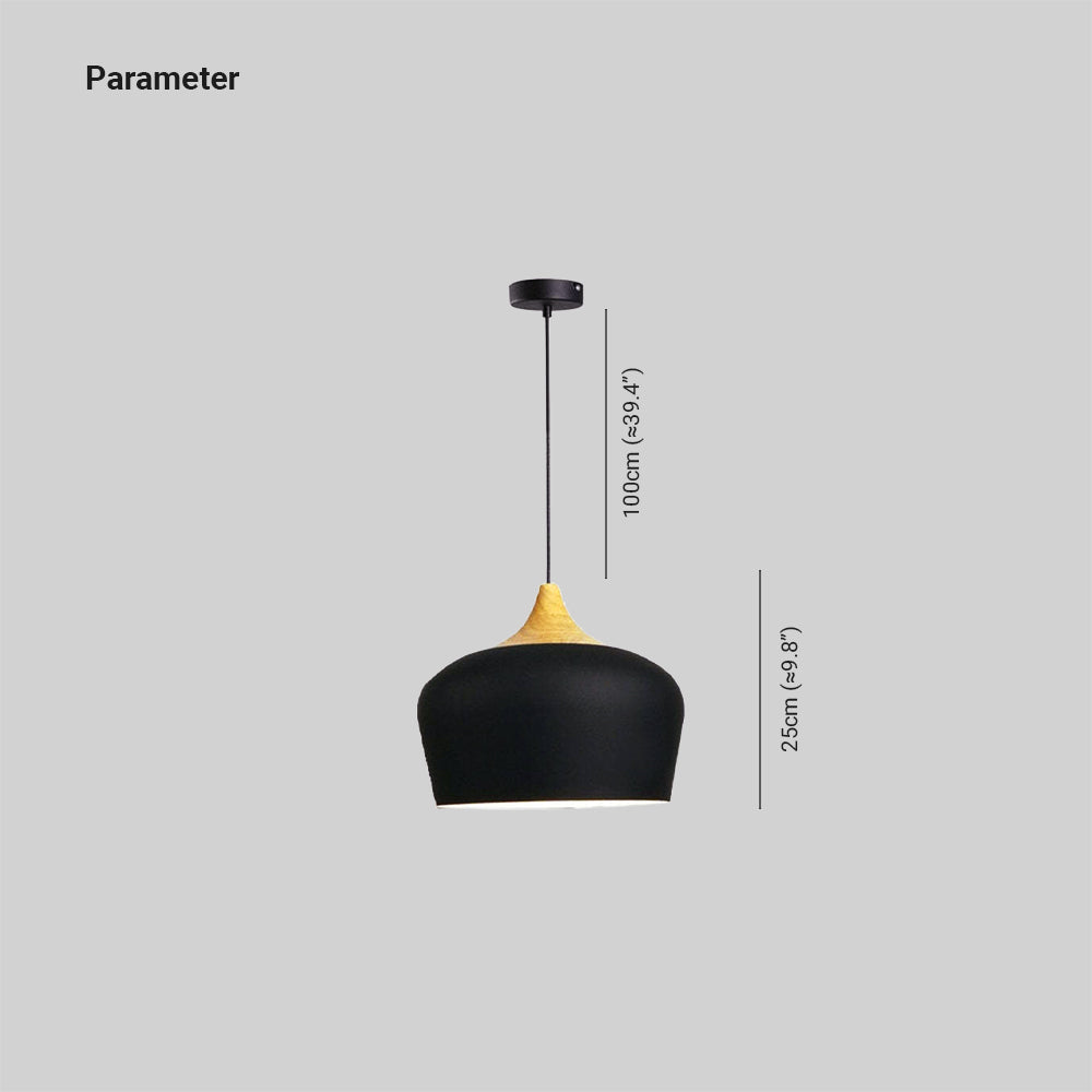 Arisha Modern Pendelleuchte Schale, Weiß/Schwarz, Esszimmer, Metall Holz-Letslighting