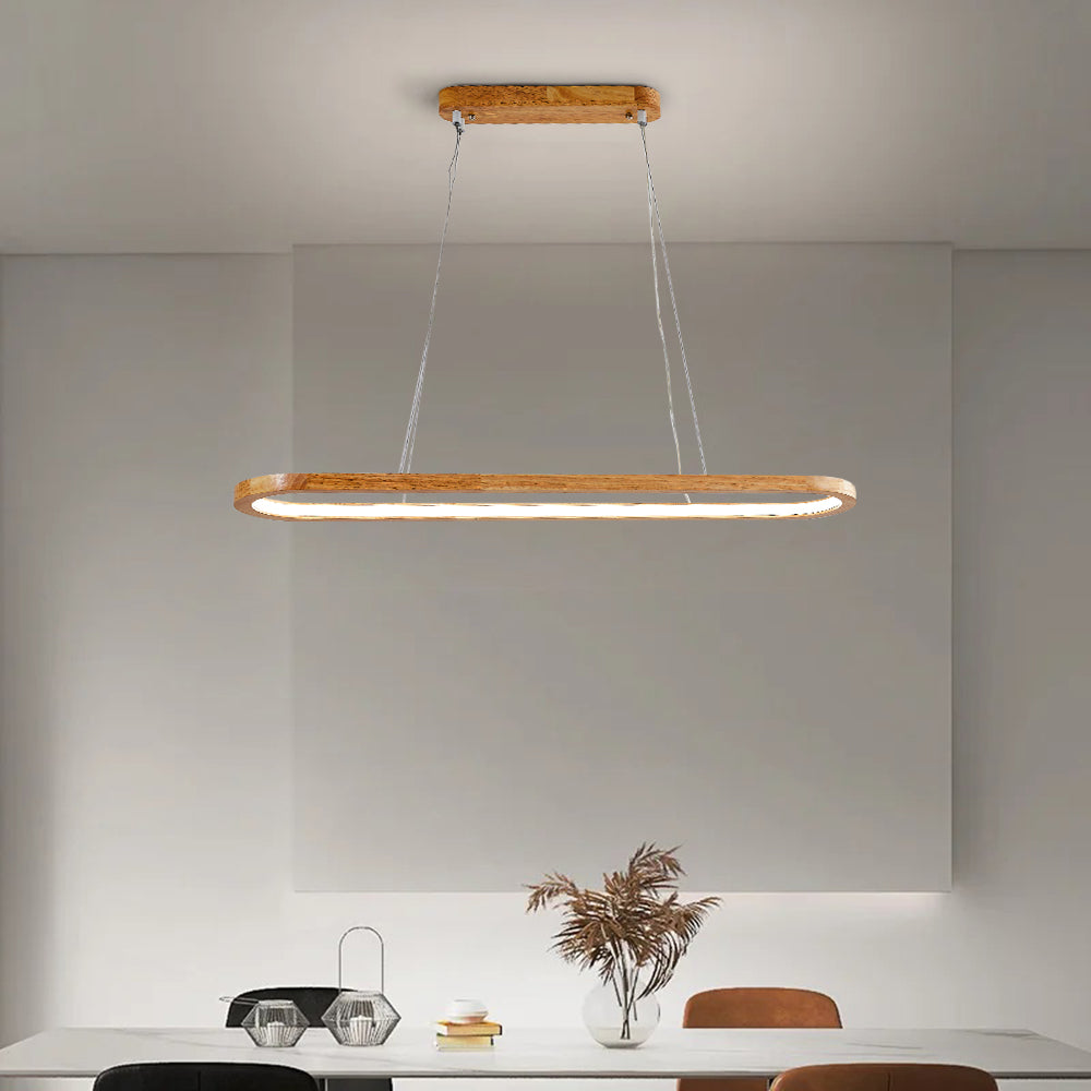 Muto Modern Pendelleuchte Oval Holzfarbig Schlafzimmer Holz/Acryl