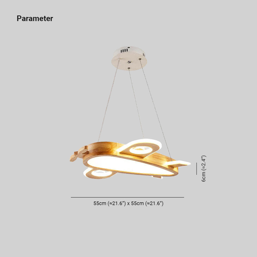 Aria Modern Pendelleuchte Flugzeugförmige Kinderzimmer, Gold, Holz Acryl