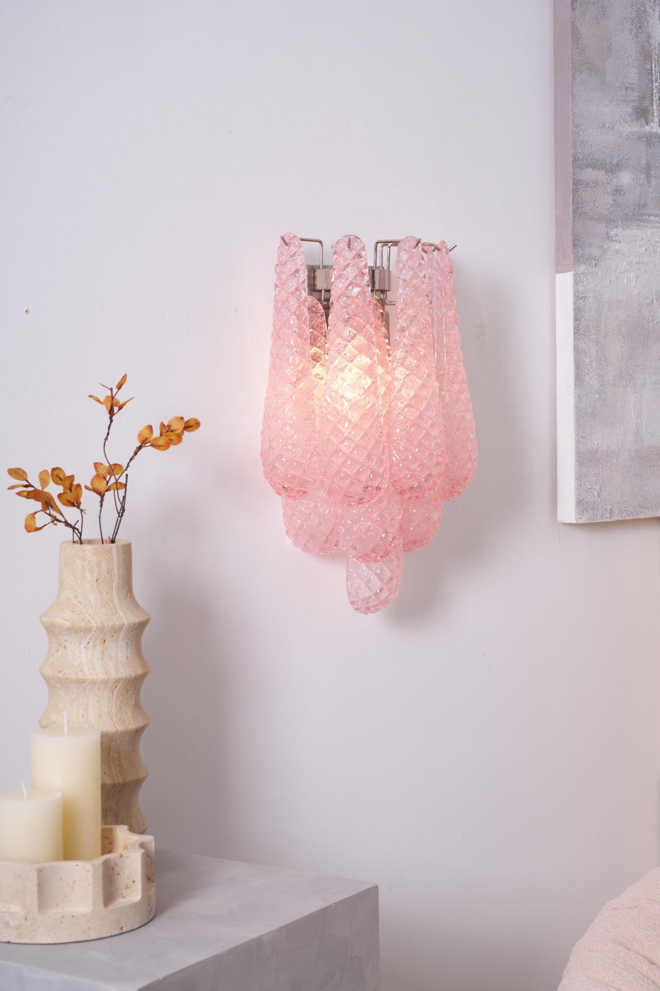 Aurora Wall Lamp Pink Teardrop Glass Floral Artistic - Neutralighting