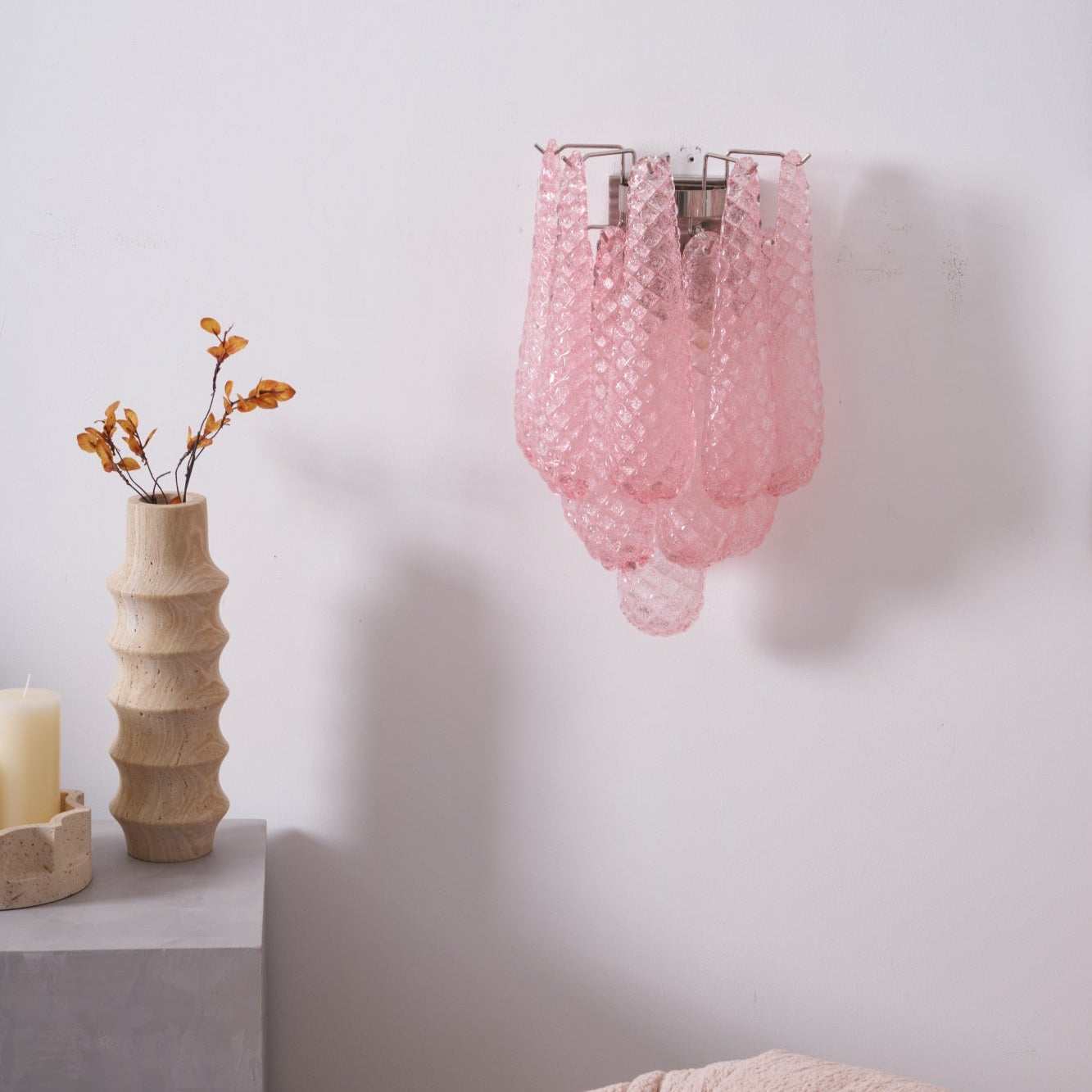 Aurora Wall Lamp Pink Teardrop Glass Floral Artistic - Neutralighting