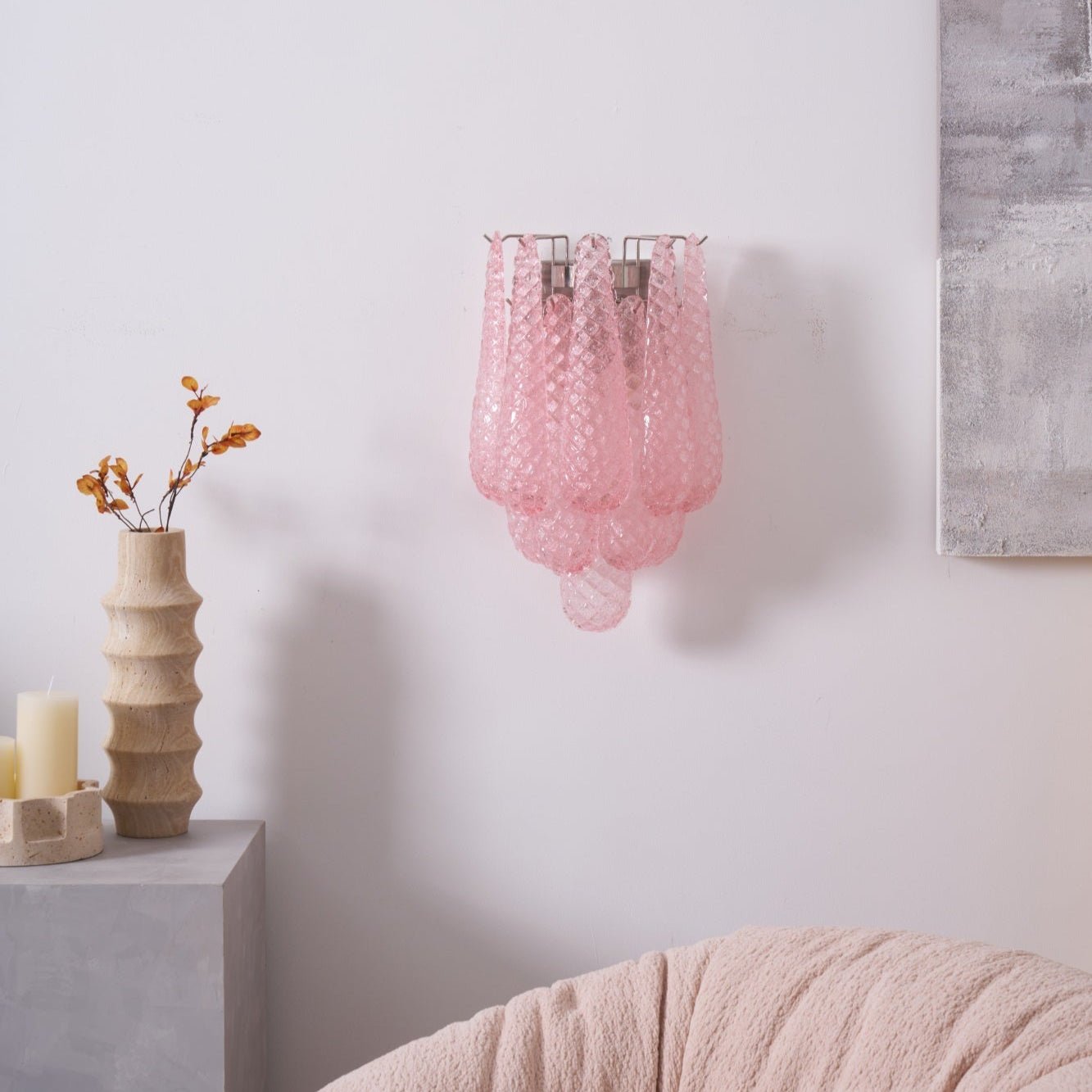 Aurora Wall Lamp Pink Teardrop Glass Floral Artistic - Neutralighting