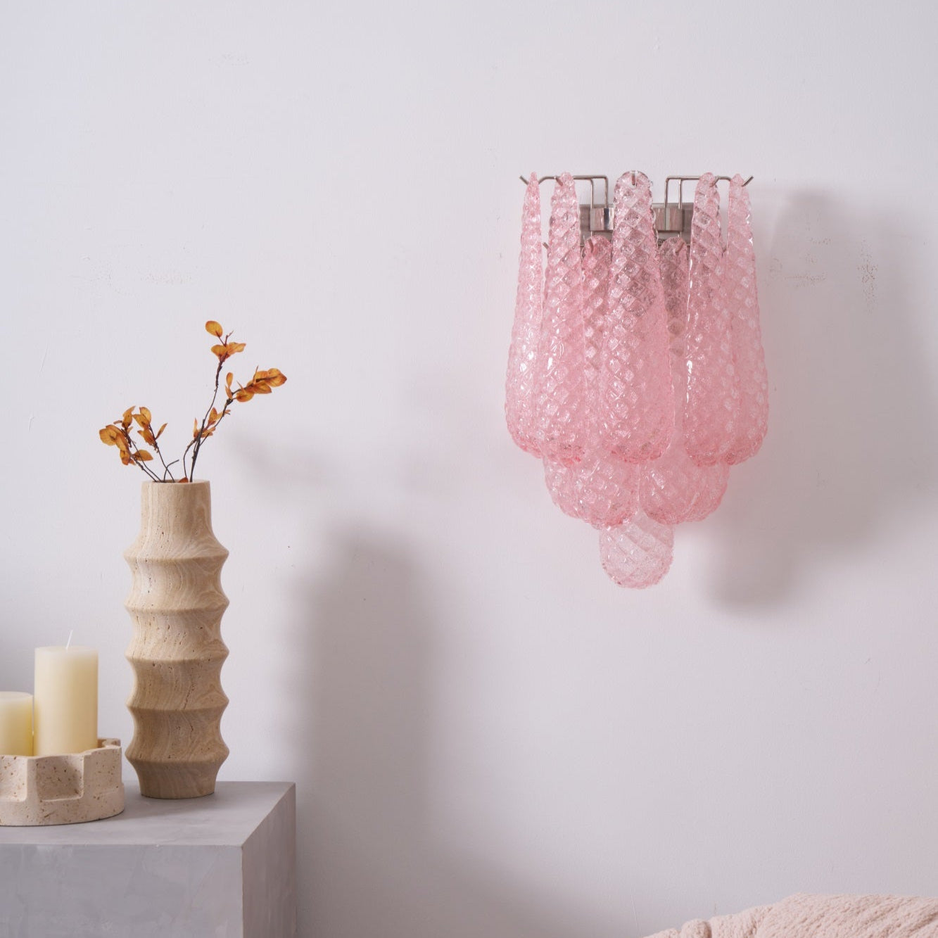 Aurora Wall Lamp Pink Teardrop Glass Floral Artistic - Neutralighting