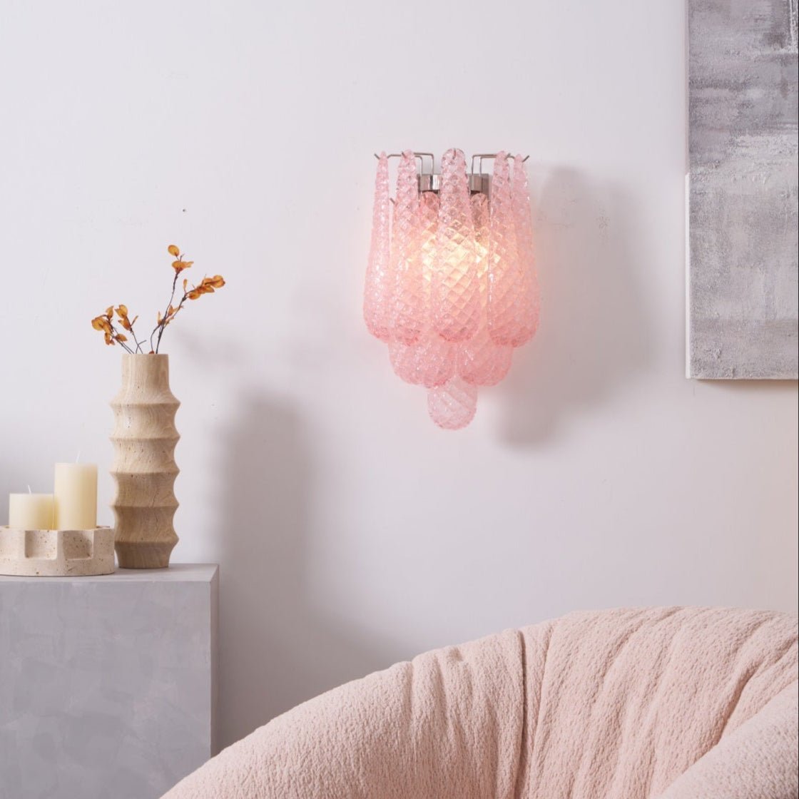 Aurora Wall Lamp Pink Teardrop Glass Floral Artistic - Neutralighting
