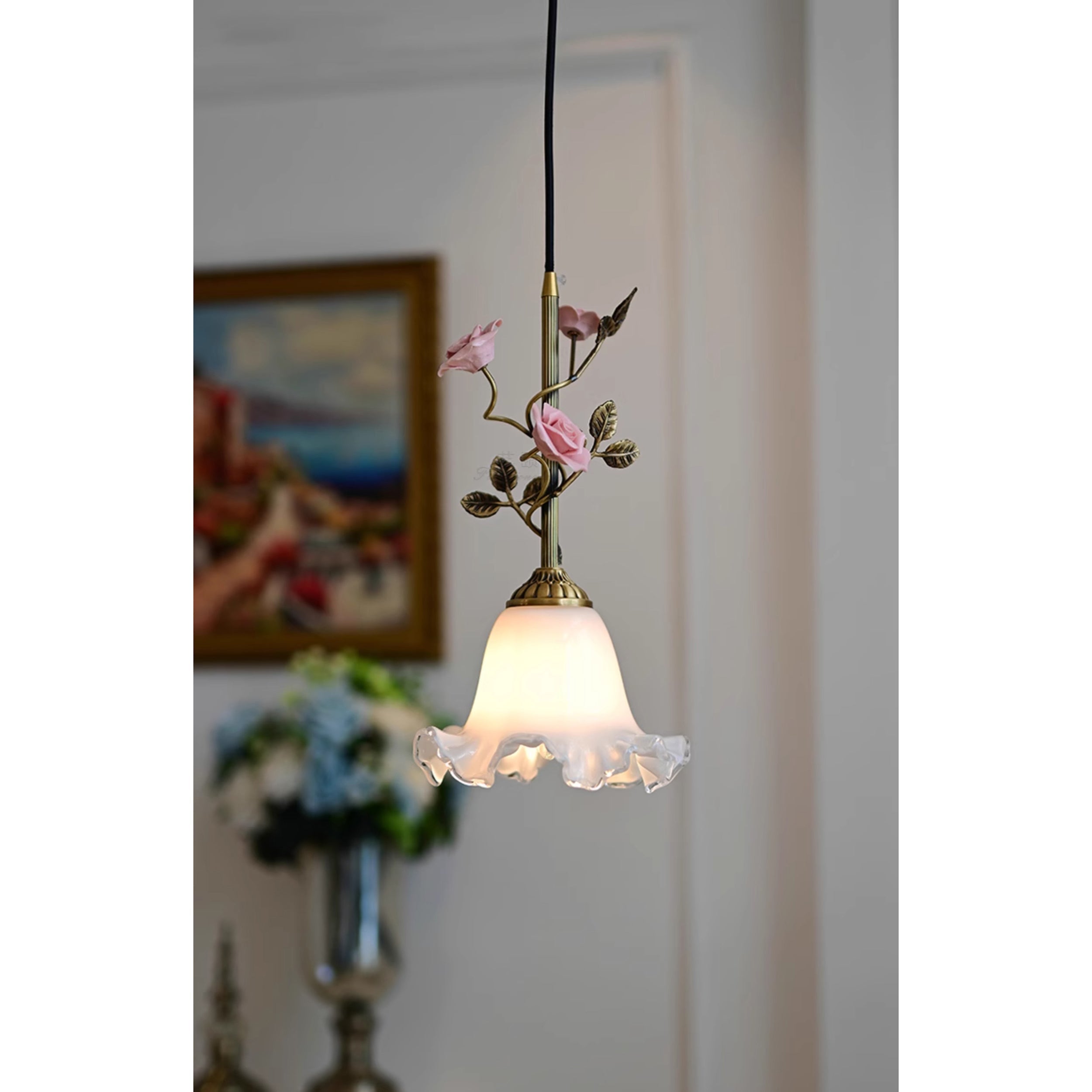 Ilsoris Rose Glas Keramik Pendelleuchte-Letslighting