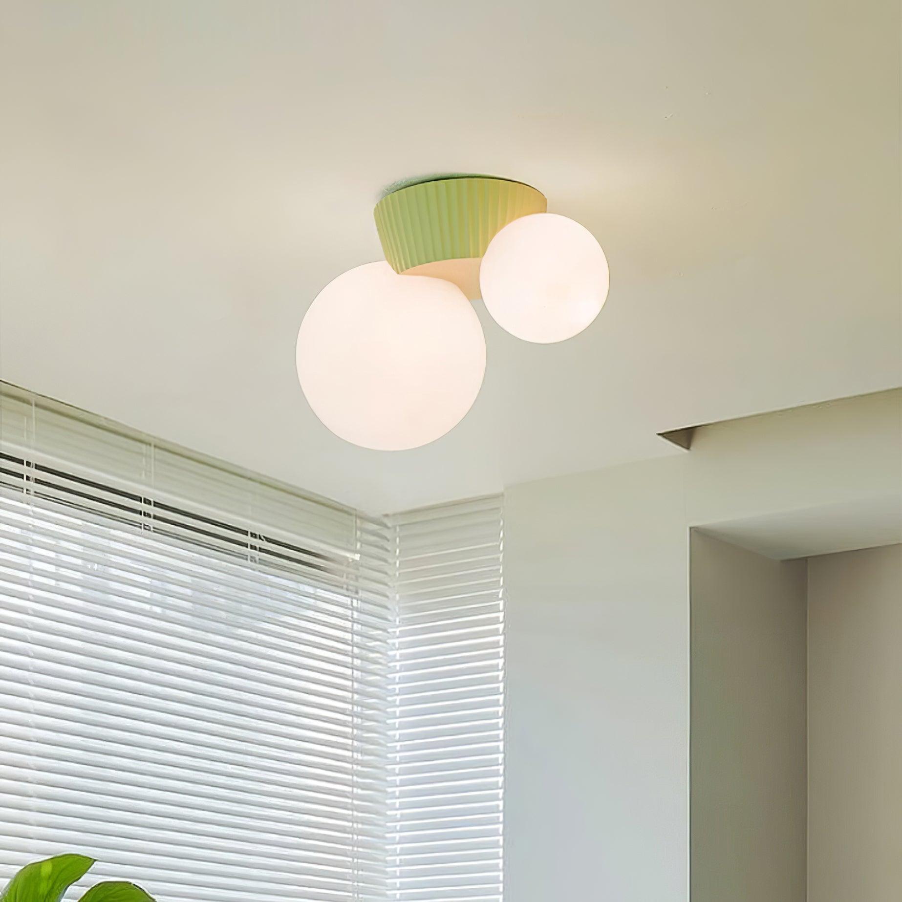 Ceiling Light Playful Asymmetry with Dual Frosted Glass Globes - Letslighting