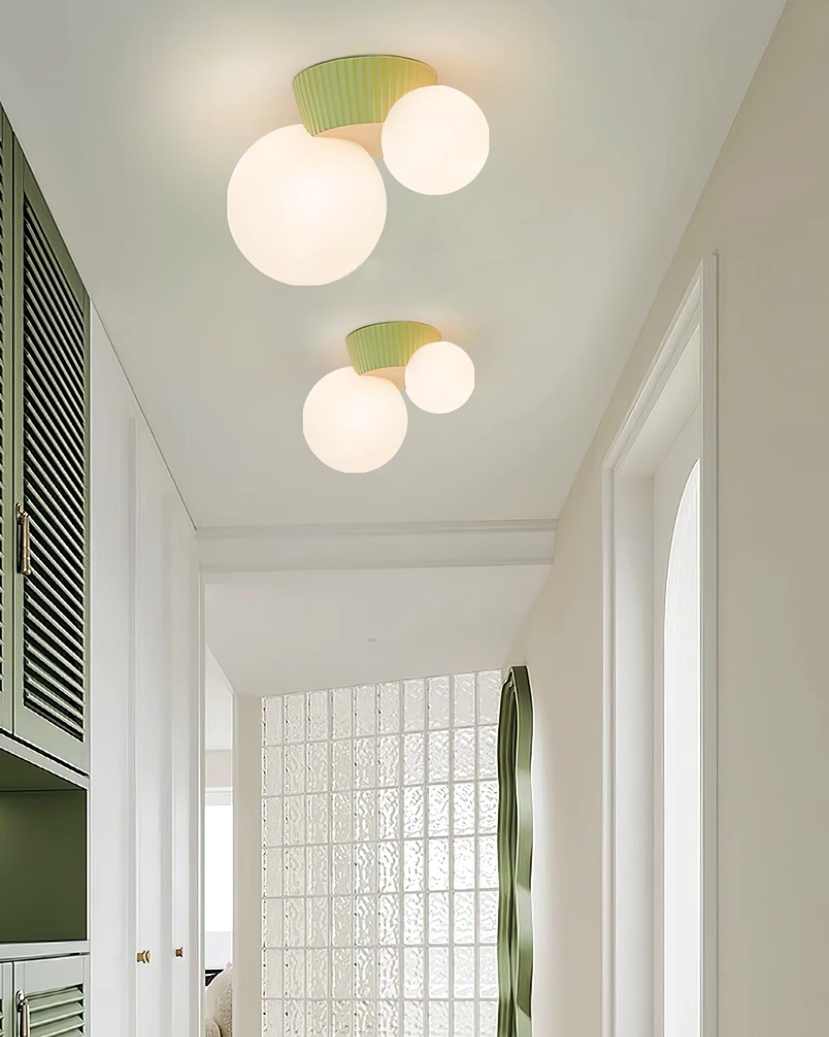 Ceiling Light Playful Asymmetry with Dual Frosted Glass Globes - Letslighting